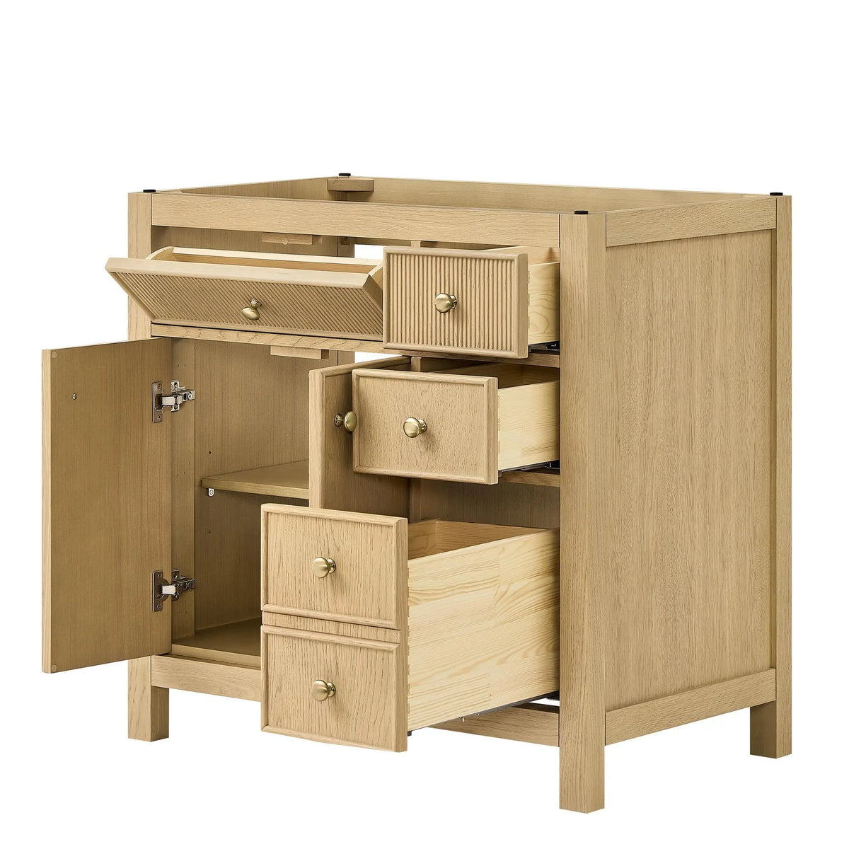 36" Rian Single Bathroom Vanity (Offset) Scandinavian Oak Satin Bronze Trim by wyndham View 2