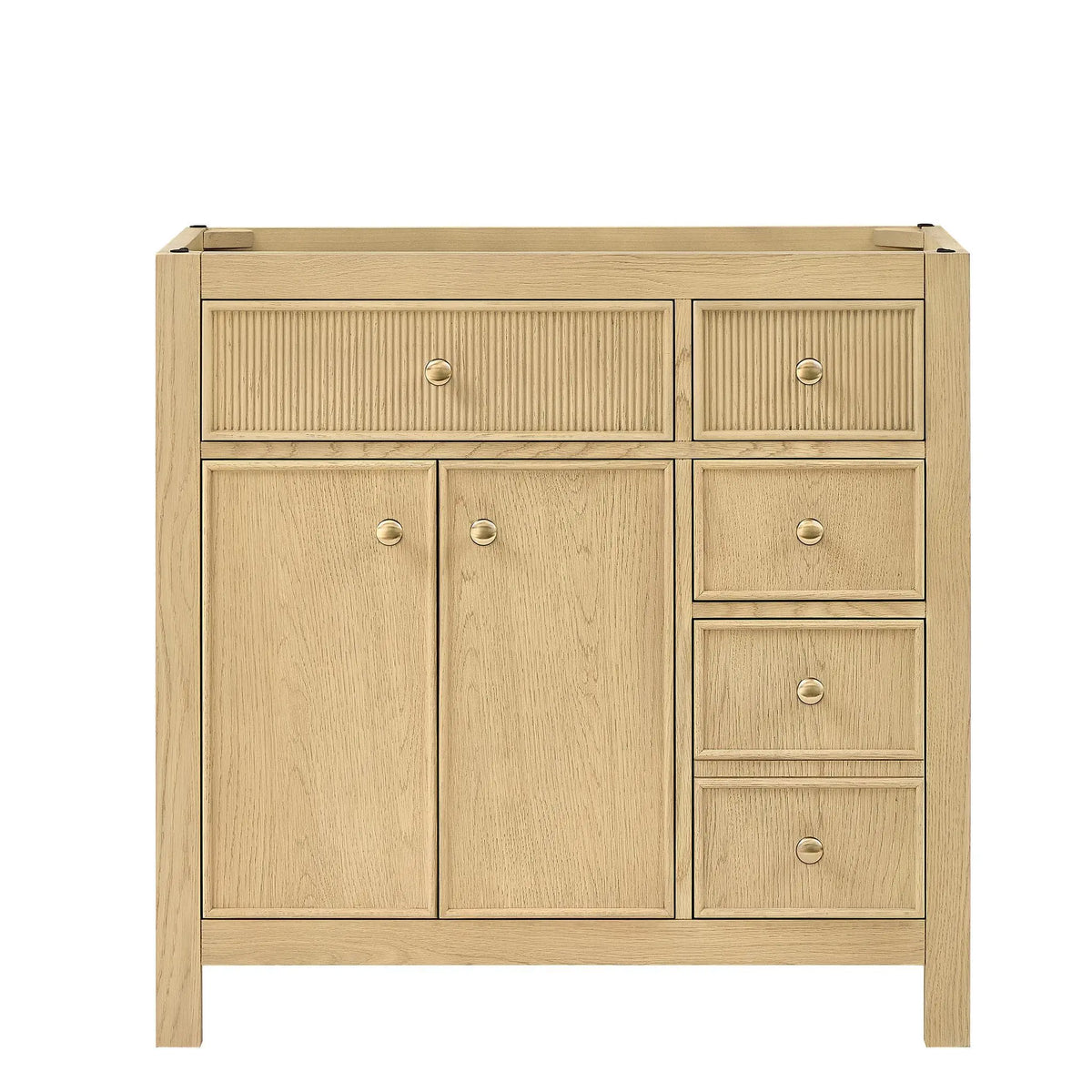 36" Rian Single Bathroom Vanity (Offset) Scandinavian Oak Satin Bronze Trim by wyndham View 1