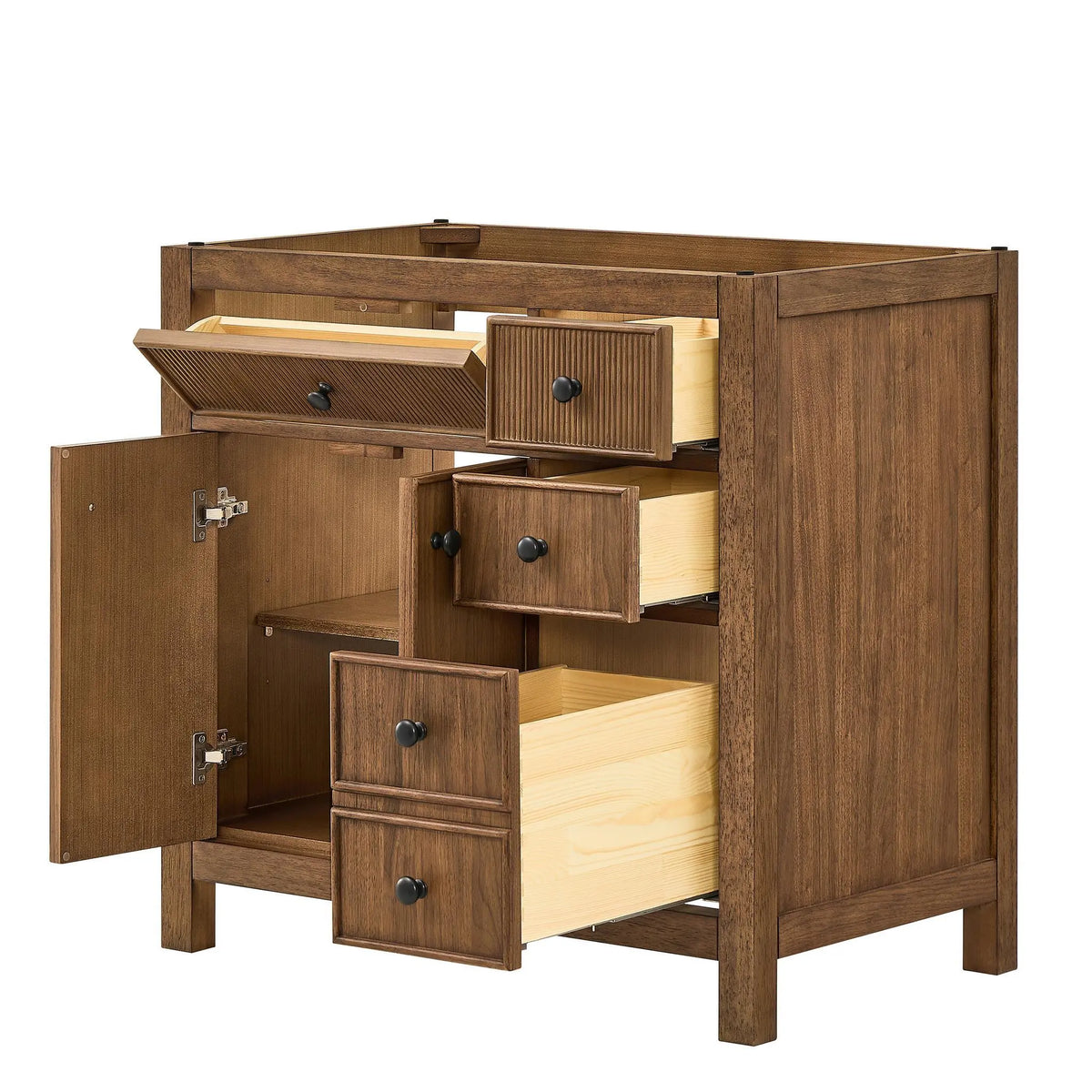36" Rian Single Bathroom Vanity (Offset) Toasted Walnut Matte Black Trim by wyndham View 2