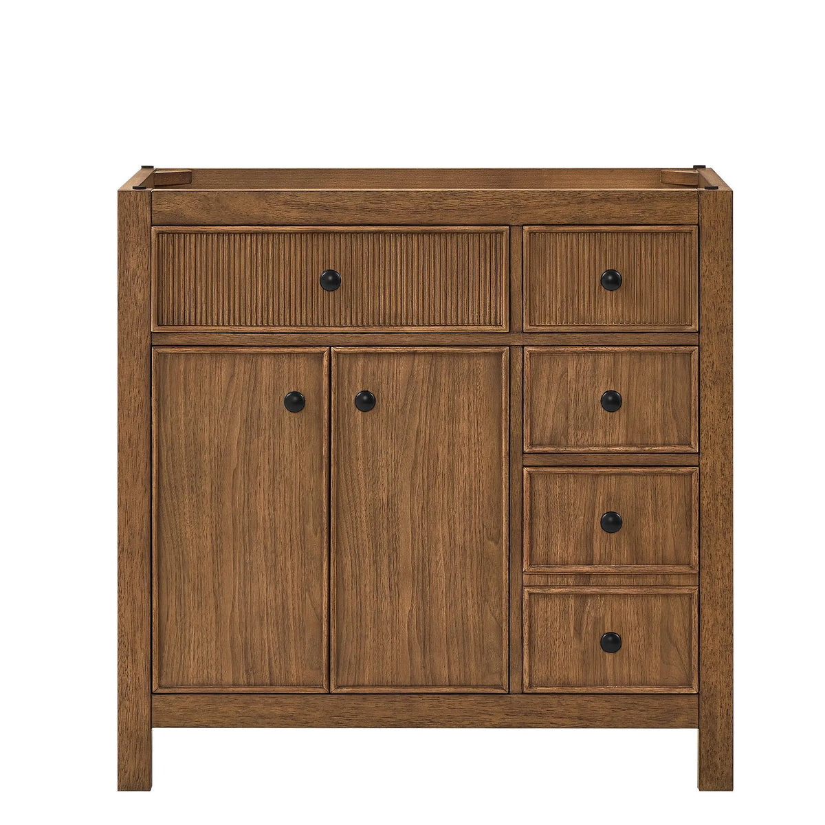 36" Rian Single Bathroom Vanity (Offset) Toasted Walnut Matte Black Trim by wyndham View 1