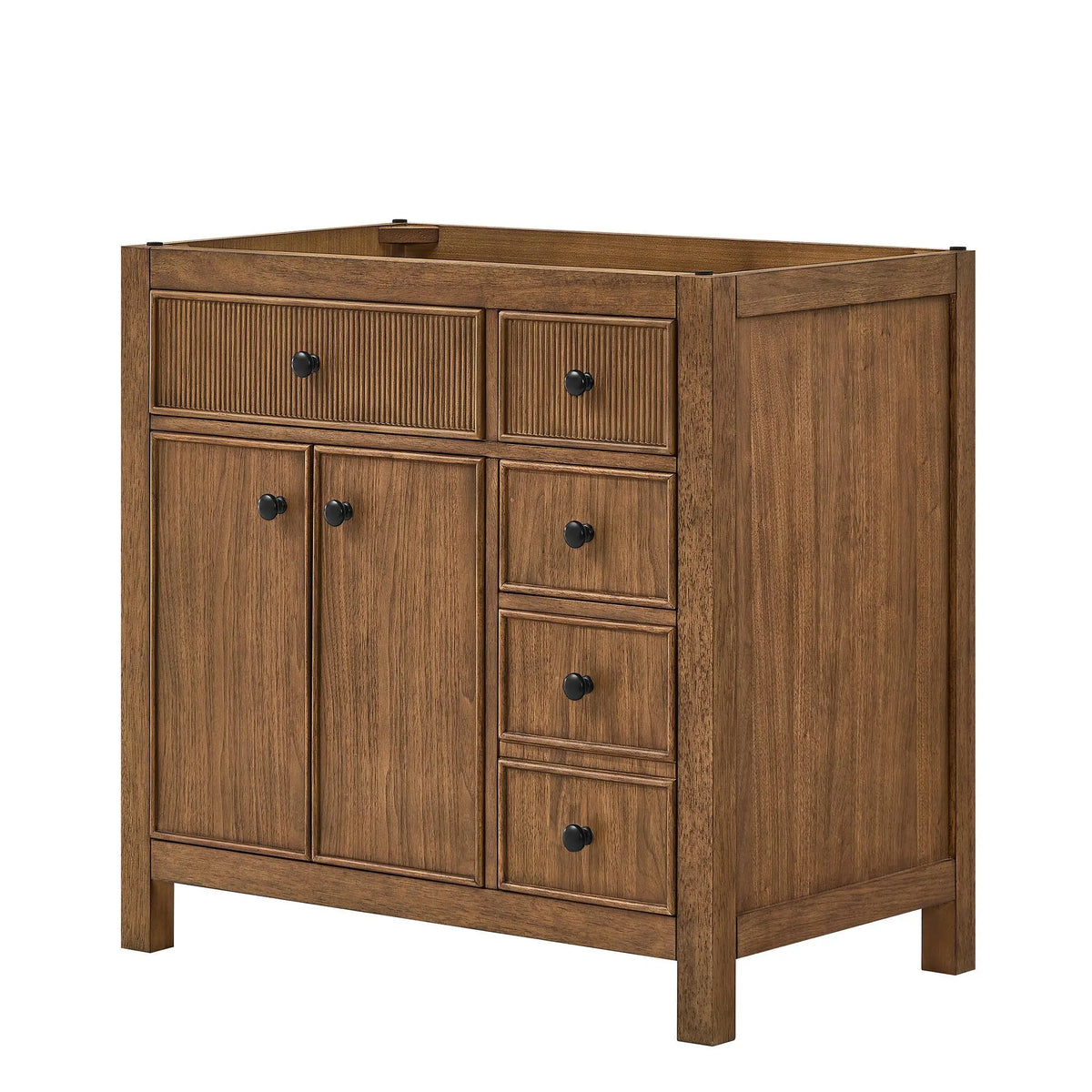 36" Rian Single Bathroom Vanity (Offset) Toasted Walnut Matte Black Trim by wyndham View 3