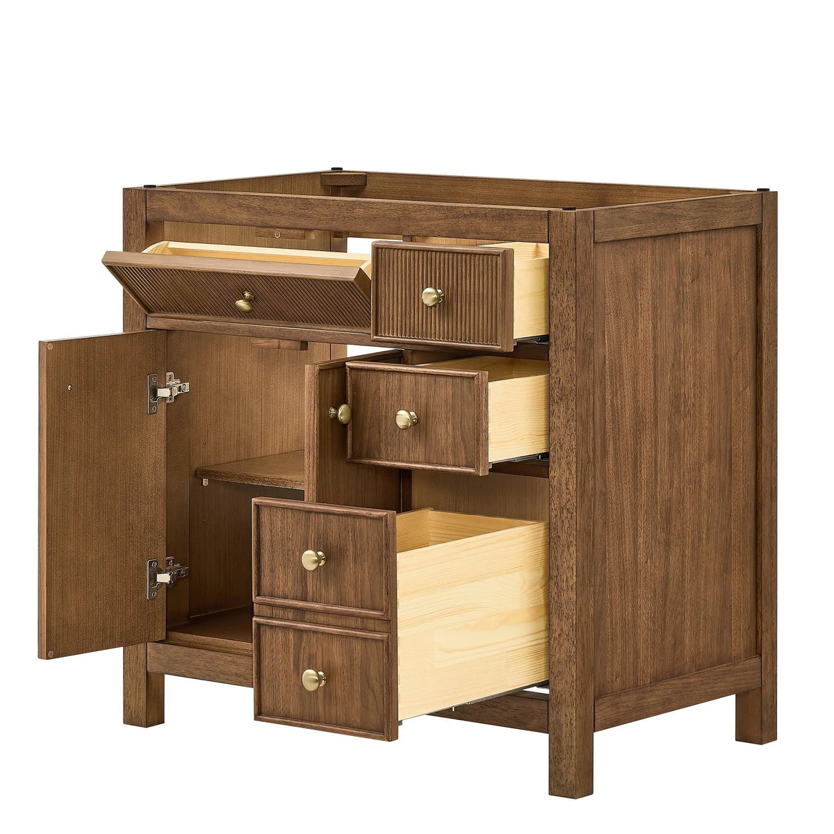 36" Rian Single Bathroom Vanity (Offset) Toasted Walnut Satin Bronze Trim by wyndham View 2