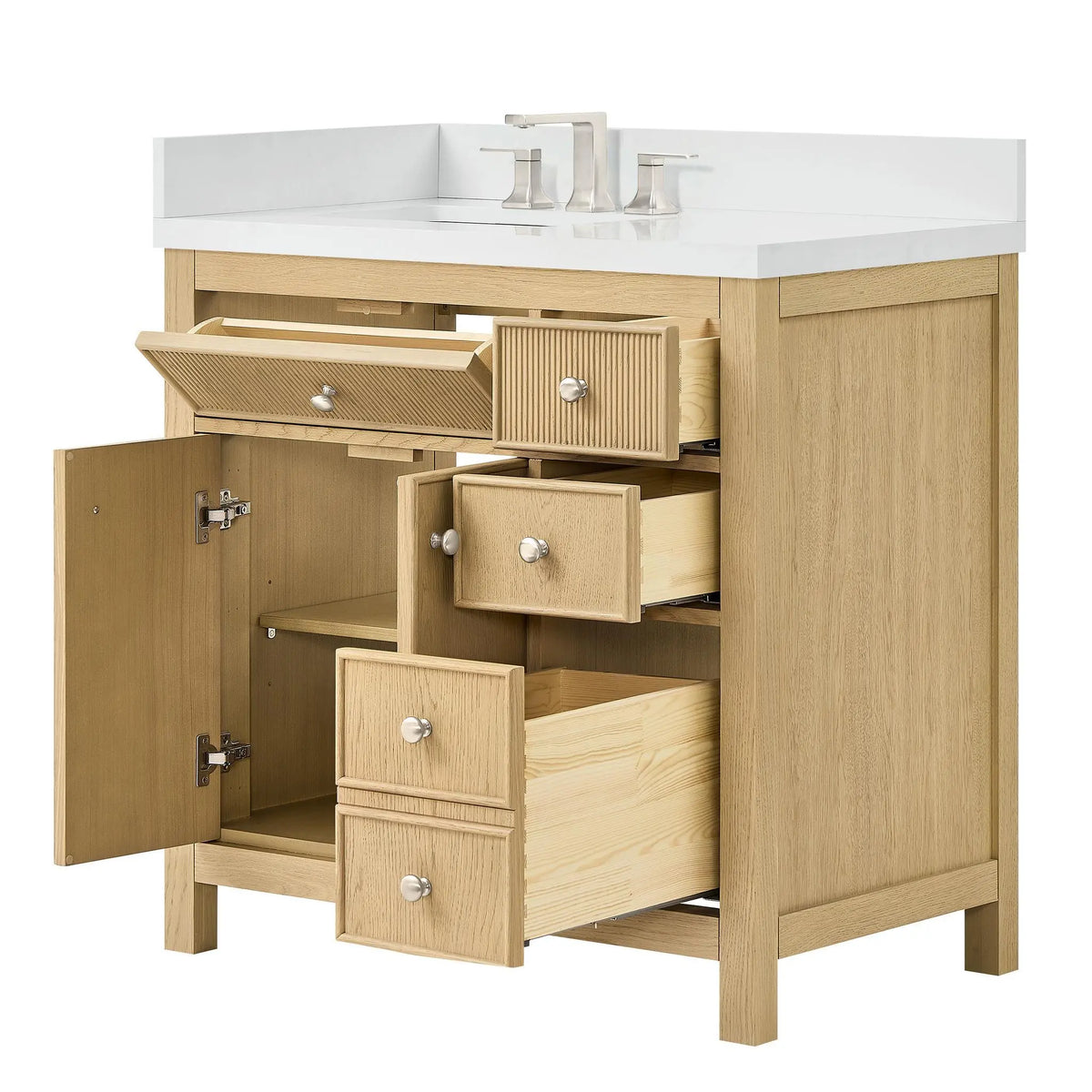 36" Rian Single Bathroom Vanity Scandinavian Oak Brushed Nickel Trim by wyndham View 15