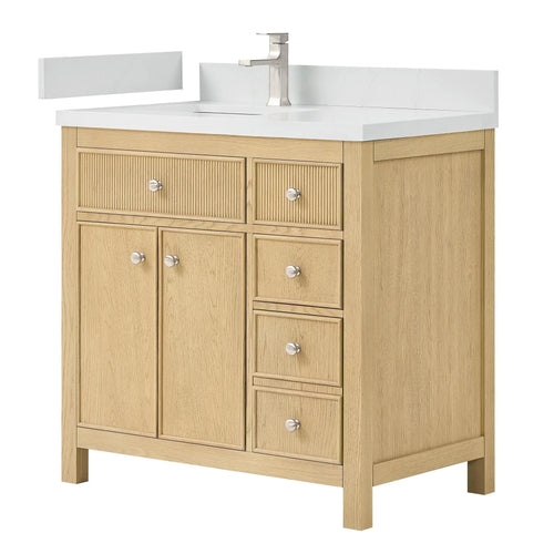 36" Rian Single Bathroom Vanity Scandinavian Oak Brushed Nickel Trim by wyndham