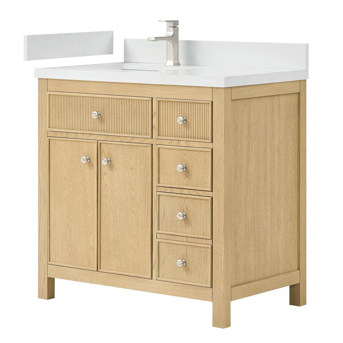 36" Rian Single Bathroom Vanity Scandinavian Oak Brushed Nickel Trim by wyndham View 9