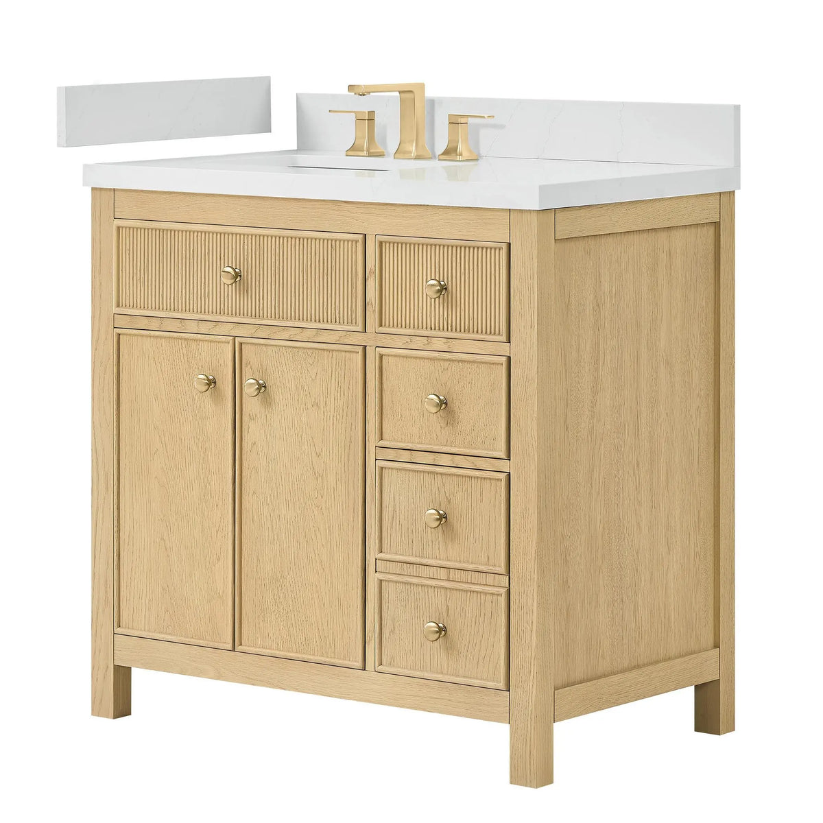 36" Rian Single Bathroom Vanity Scandinavian Oak Satin Bronze Trim by wyndham View 5