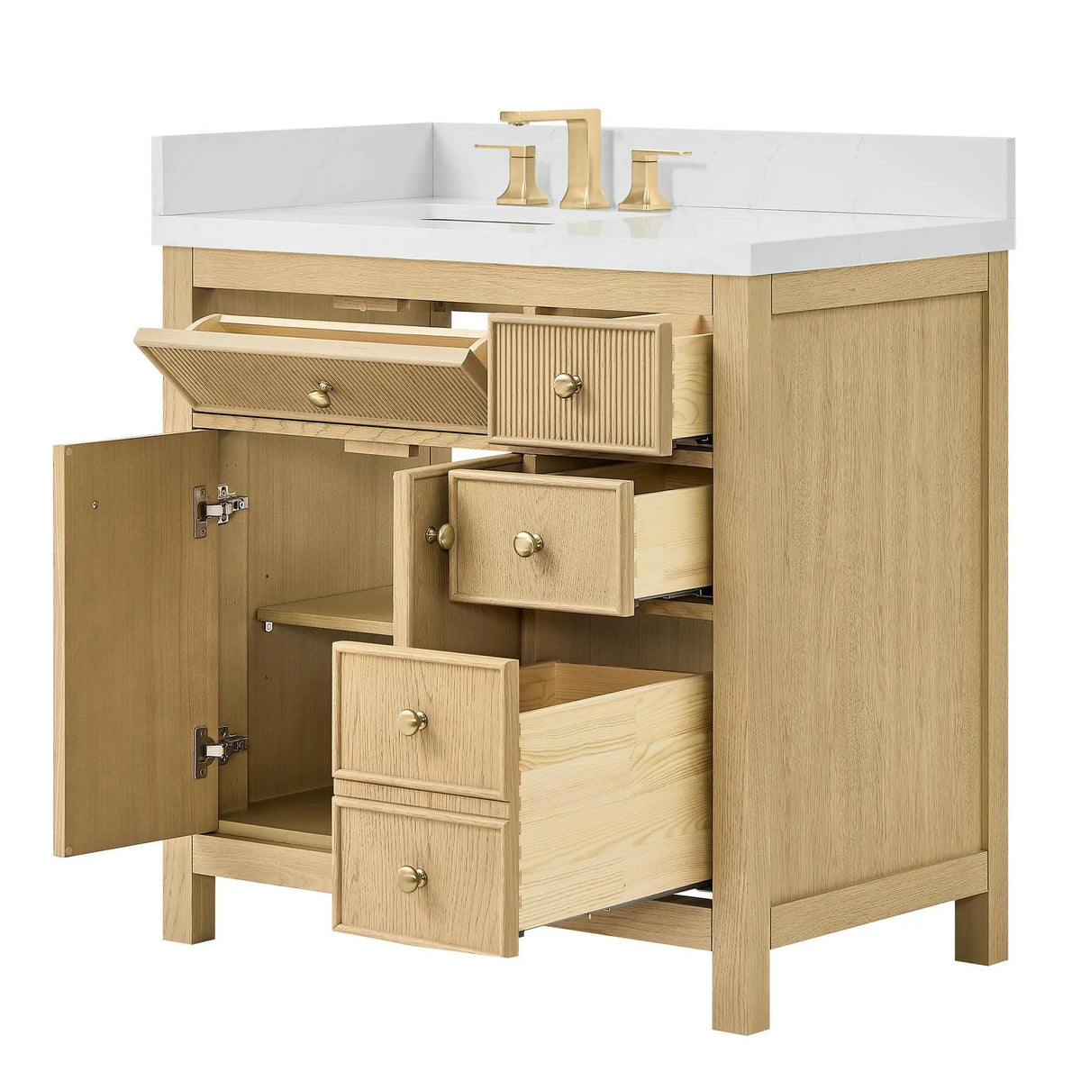 36" Rian Single Bathroom Vanity Scandinavian Oak Satin Bronze Trim by wyndham View 7
