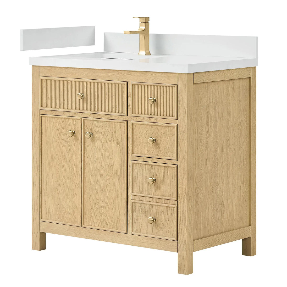 36" Rian Single Bathroom Vanity Scandinavian Oak Satin Bronze Trim by wyndham View 9