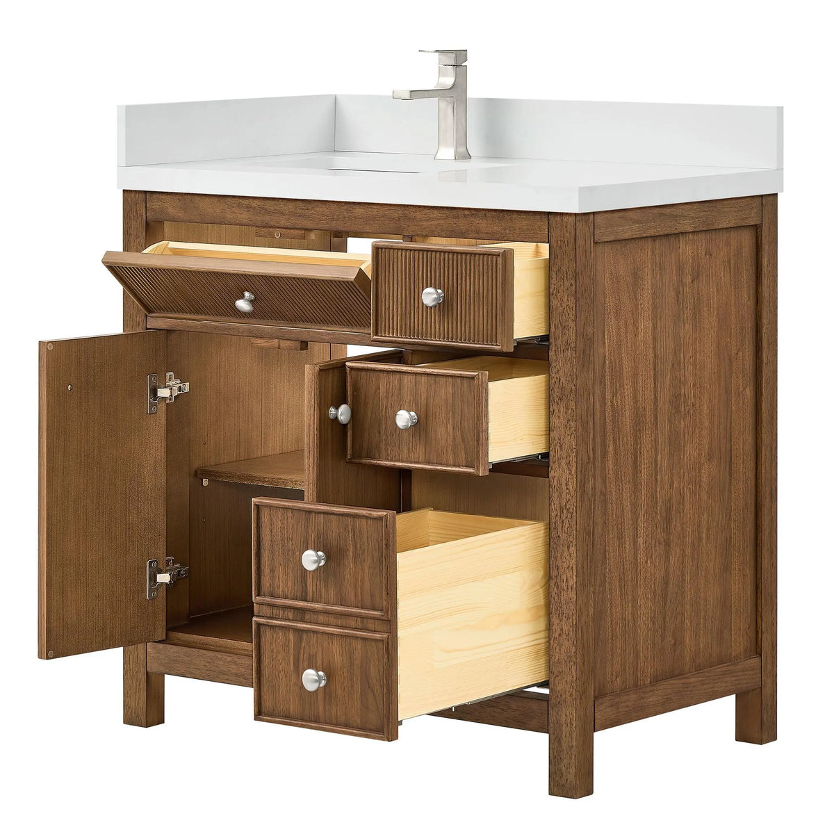 36" Rian Single Bathroom Vanity Toasted Walnut Brushed Nickel Trim by wyndham View 11