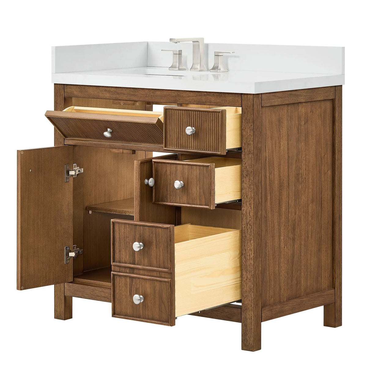 36" Rian Single Bathroom Vanity Toasted Walnut Brushed Nickel Trim by wyndham View 15