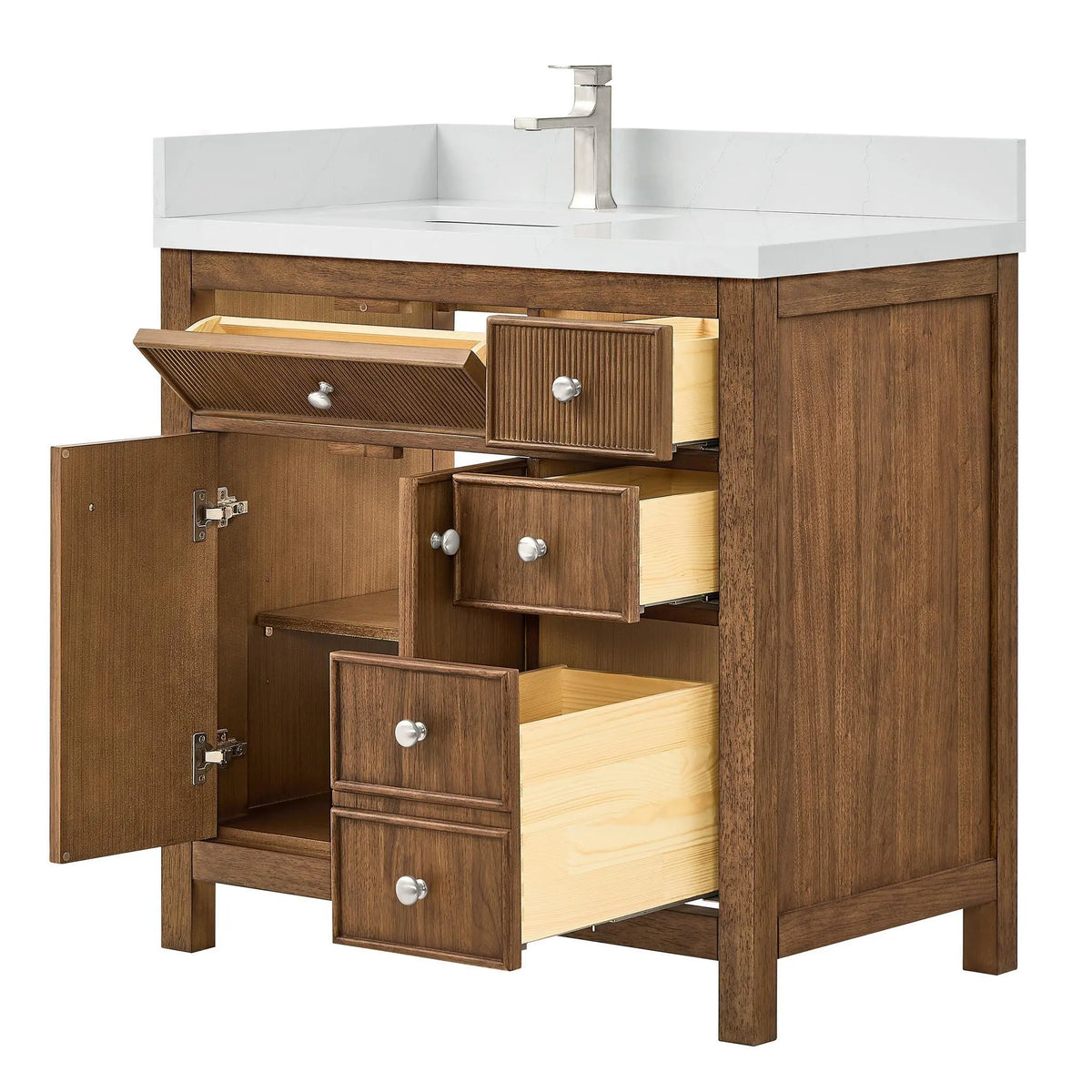 36" Rian Single Bathroom Vanity Toasted Walnut Brushed Nickel Trim by wyndham View 3