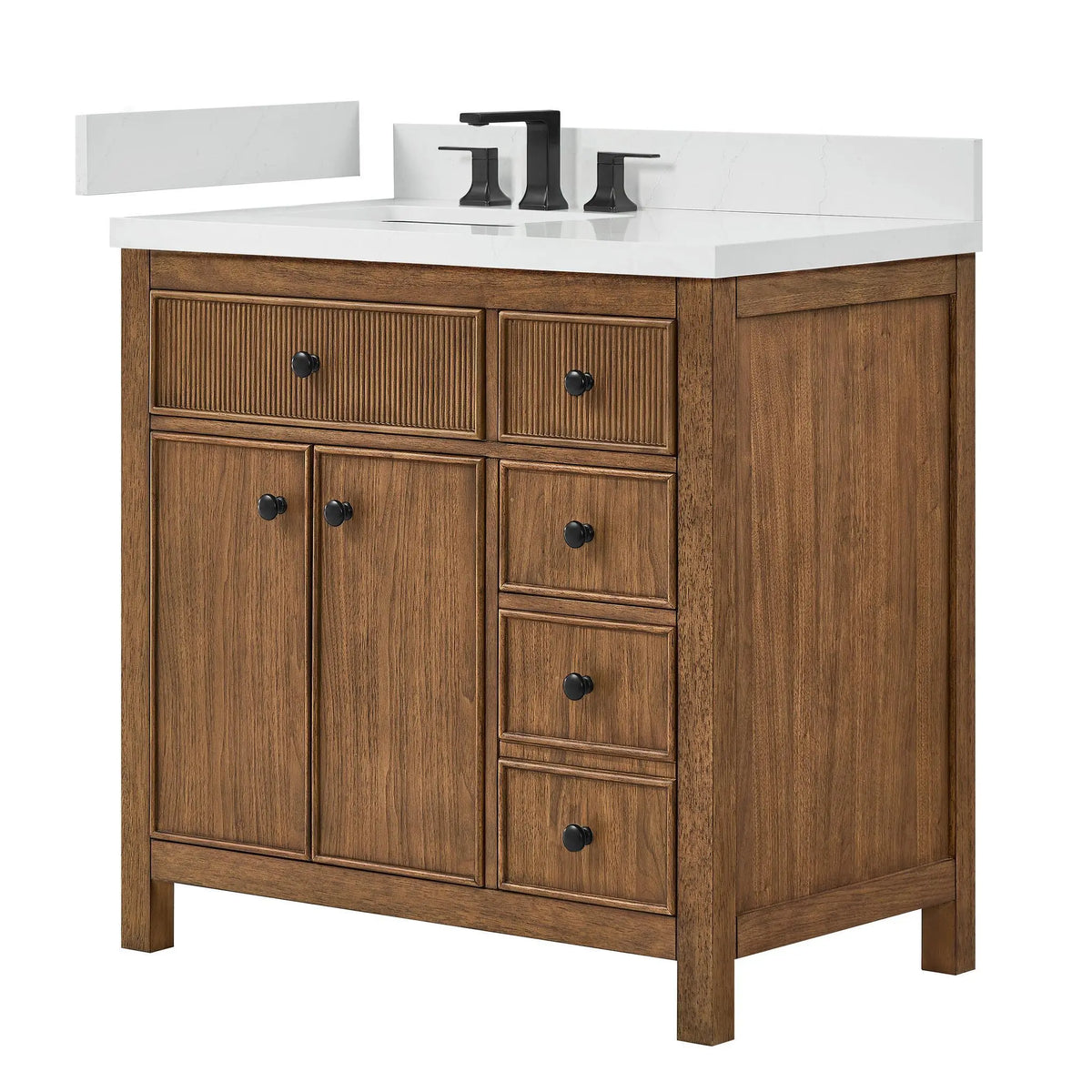 36" Rian Single Bathroom Vanity Toasted Walnut Matte Black Trim by wyndham View 5