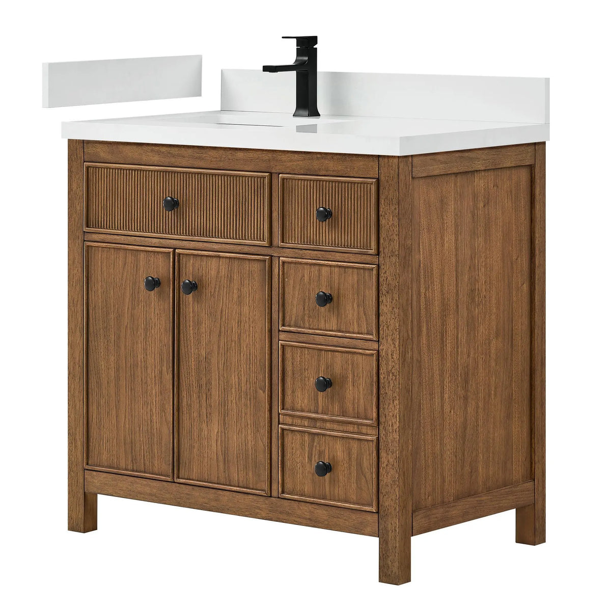 36" Rian Single Bathroom Vanity Toasted Walnut Matte Black Trim by wyndham View 9