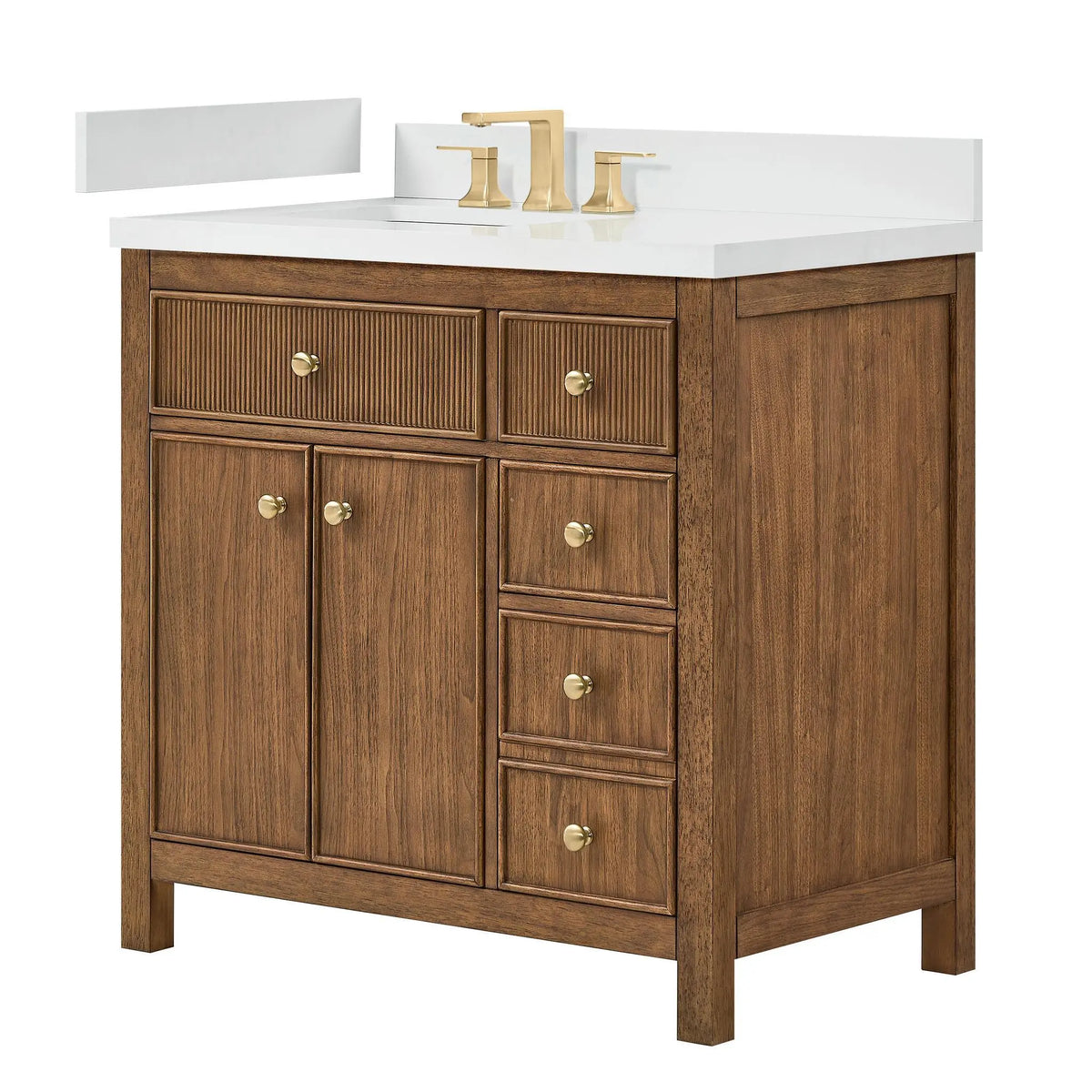36" Rian Single Bathroom Vanity Toasted Walnut Satin Bronze Trim by wyndham View 13