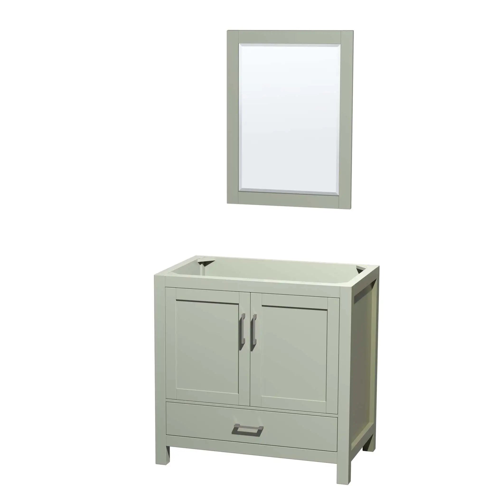 36" Sheffield 36 inch Single Bathroom Vanity in Light Green with Brushed Nickel Trim & 24" Mirror by Wyndham