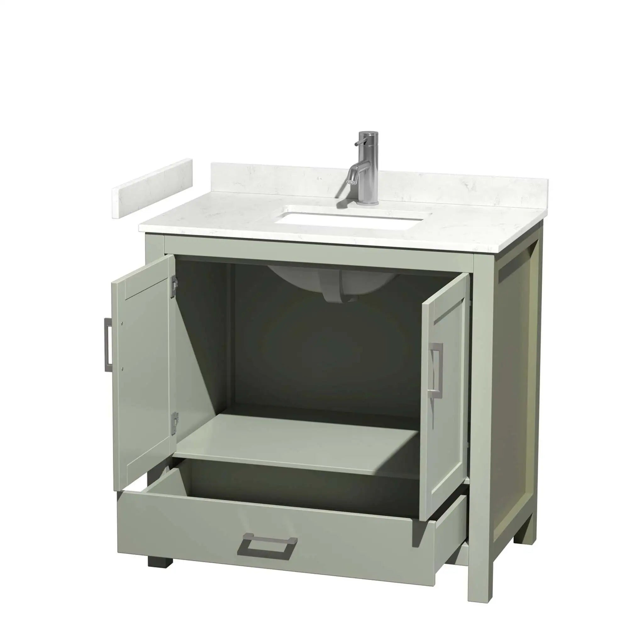 36" Sheffield 36 inch Single Bathroom Vanity in Light Green with Brushed Nickel Trim by Wyndham
