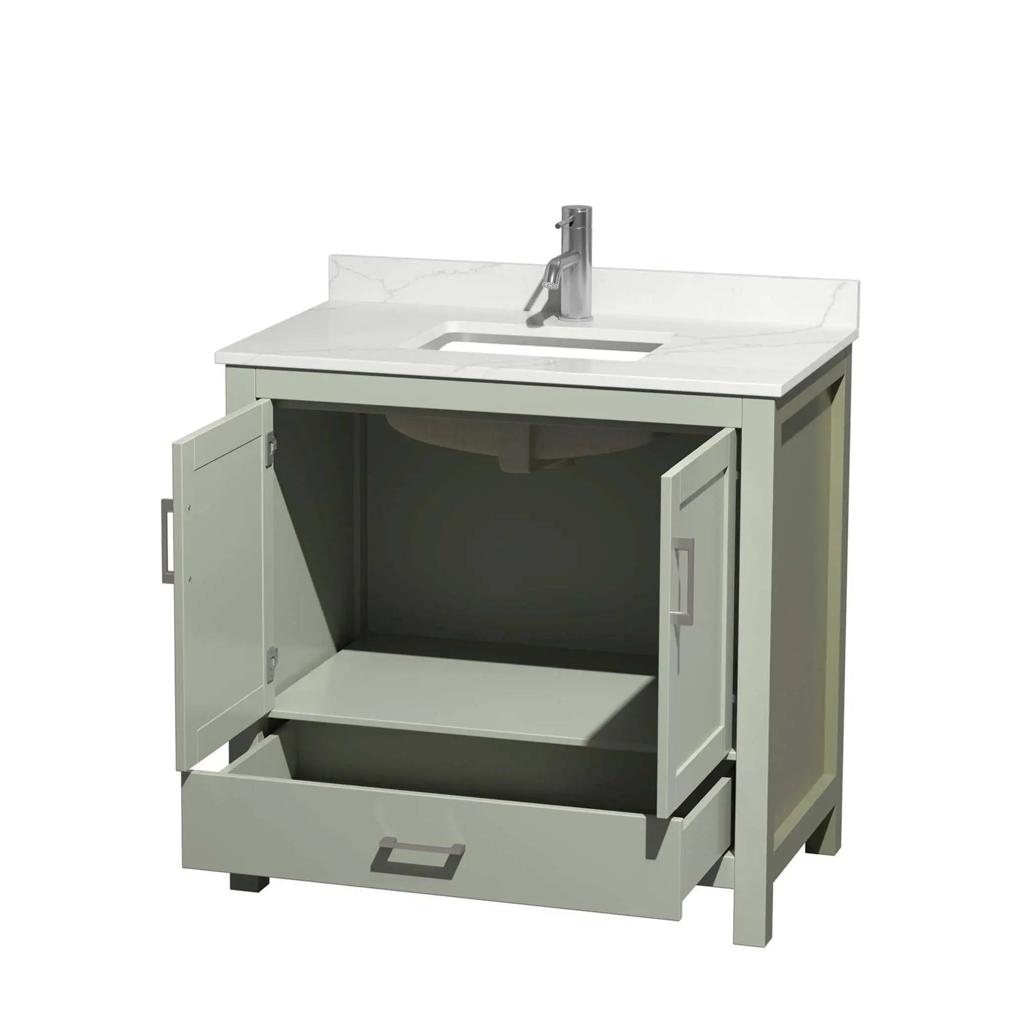 36" Sheffield 36 inch Single Bathroom Vanity in Light Green with Brushed Nickel Trim by Wyndham