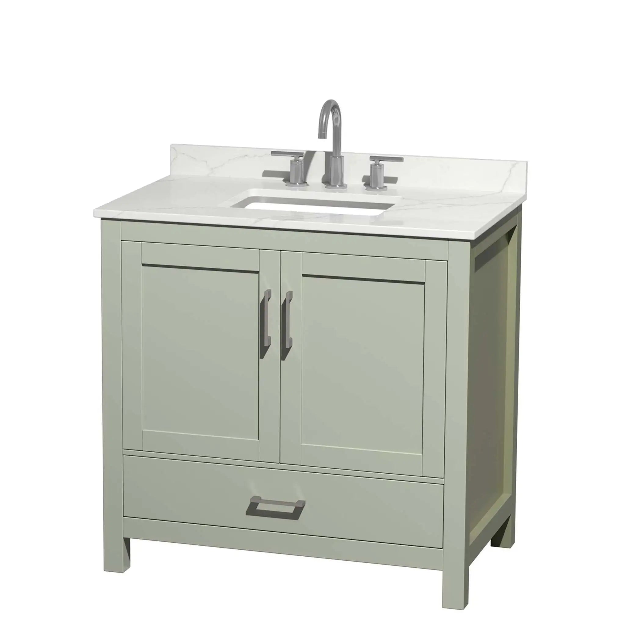 36" Sheffield 36 inch Single Bathroom Vanity in Light Green with Brushed Nickel Trim by Wyndham