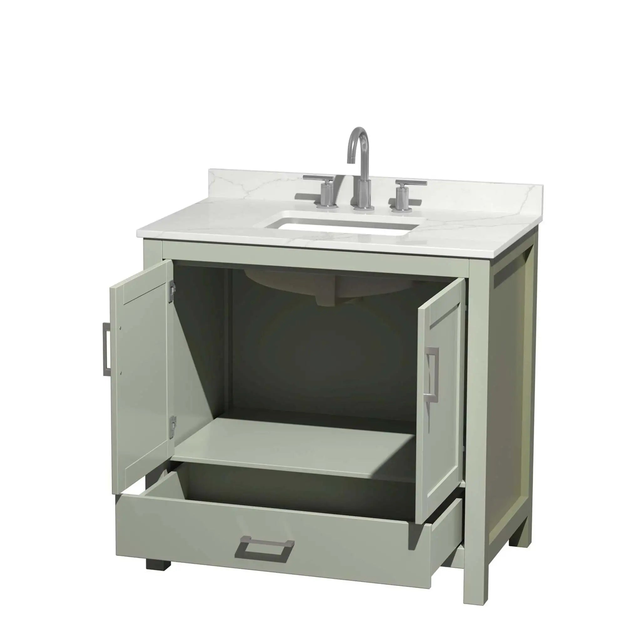 36" Sheffield 36 inch Single Bathroom Vanity in Light Green with Brushed Nickel Trim by Wyndham