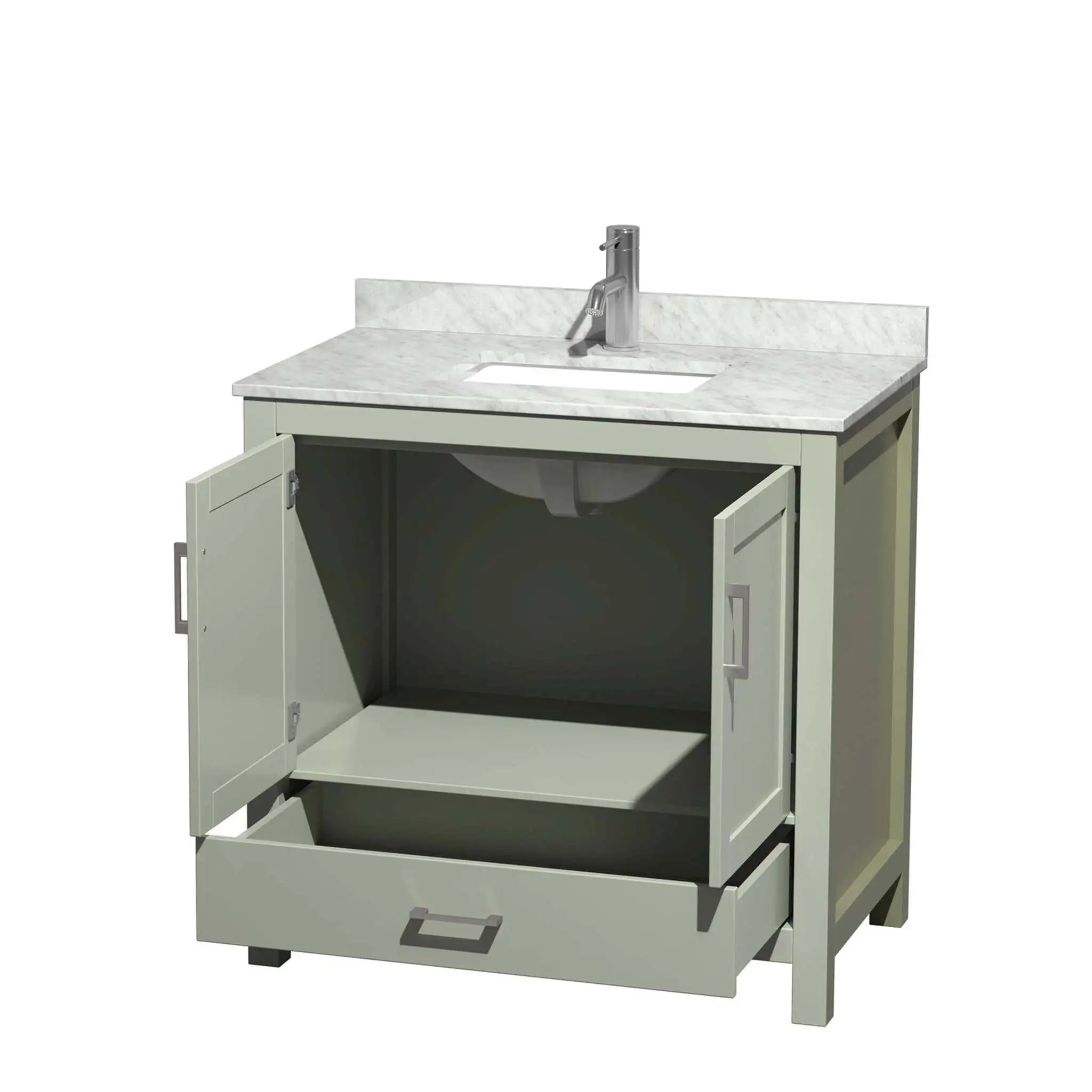 36" Sheffield 36 inch Single Bathroom Vanity in Light Green with Brushed Nickel Trim by Wyndham