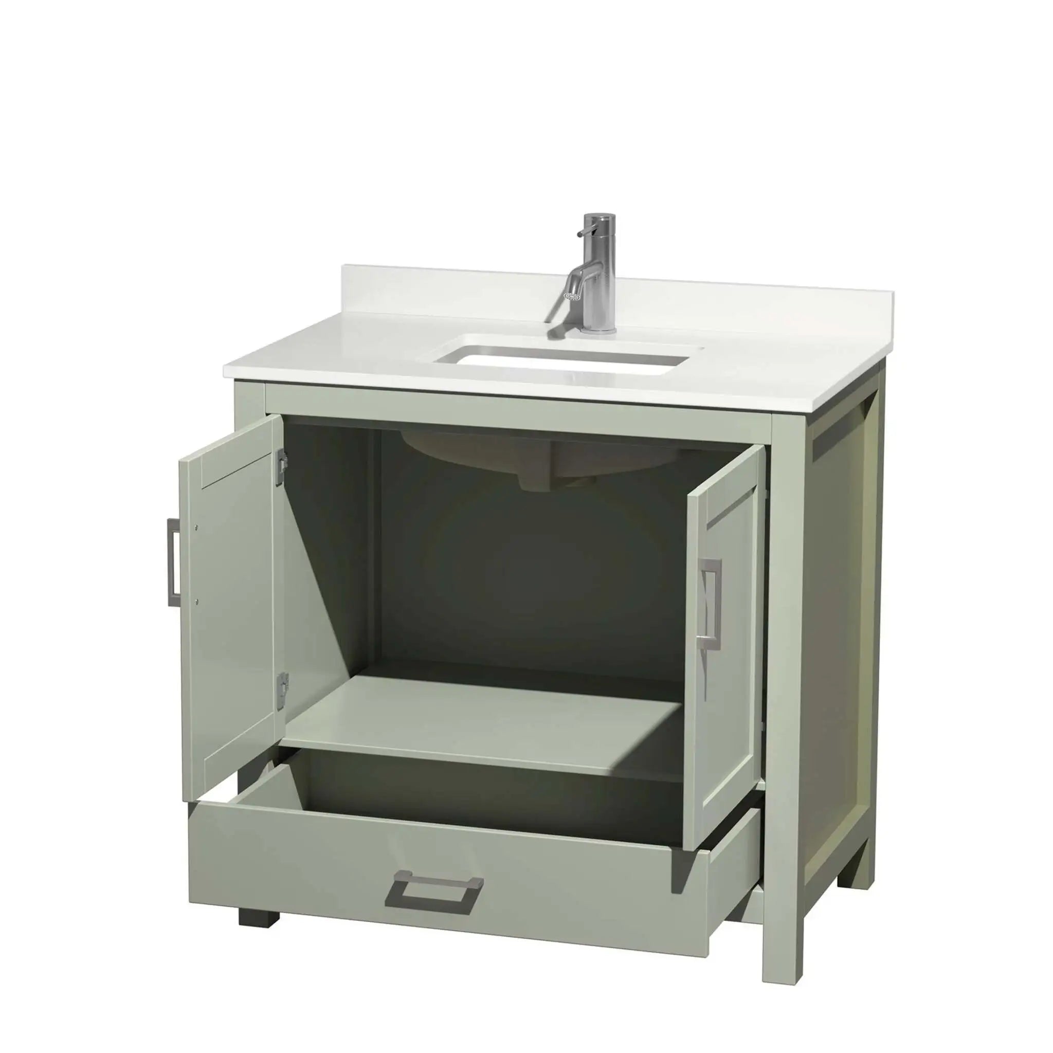 36" Sheffield 36 inch Single Bathroom Vanity in Light Green with Brushed Nickel Trim by Wyndham