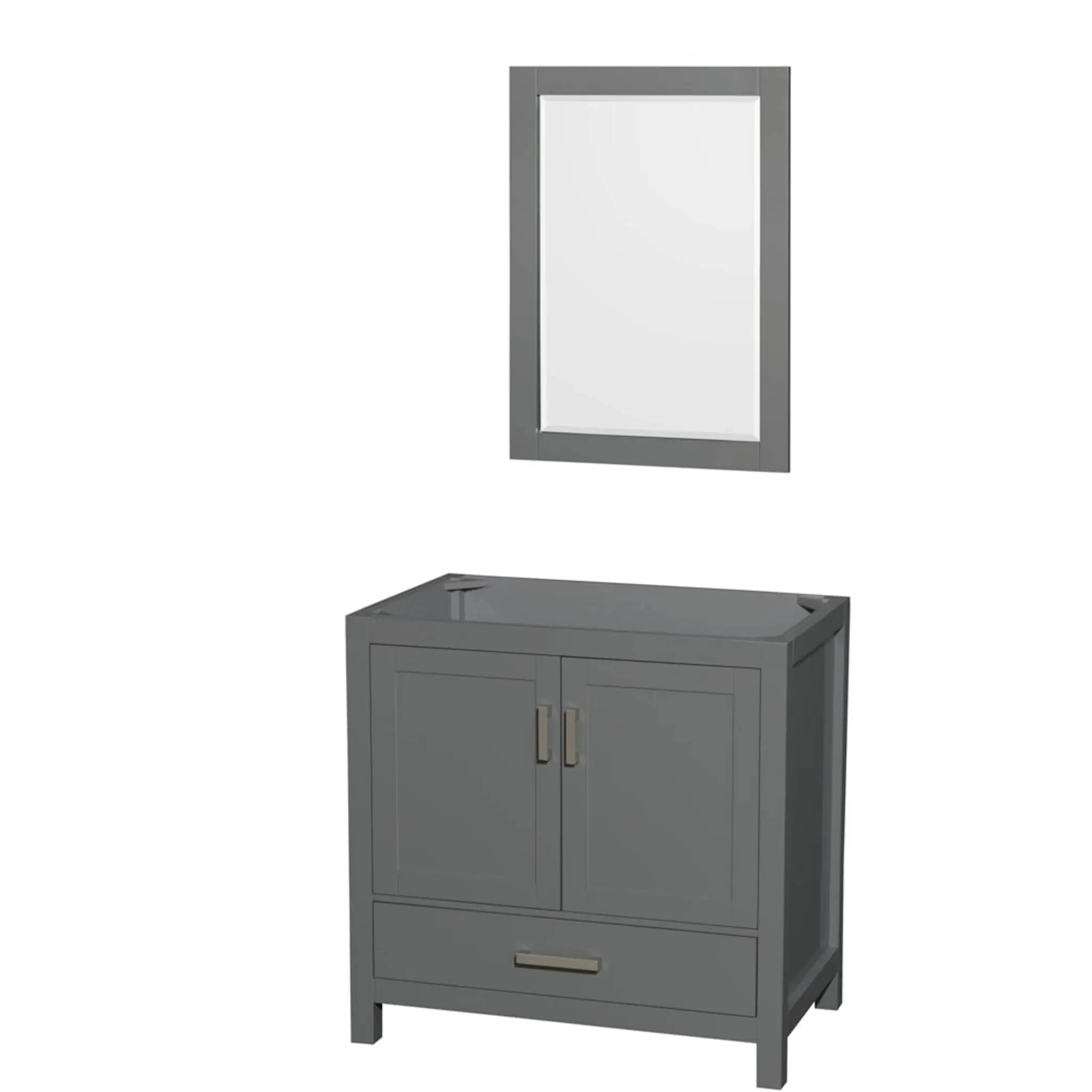 36" Sheffield Single Bathroom Vanity in Dark Gray with Brushed Chrome Trim & 24" Mirror by Wyndham