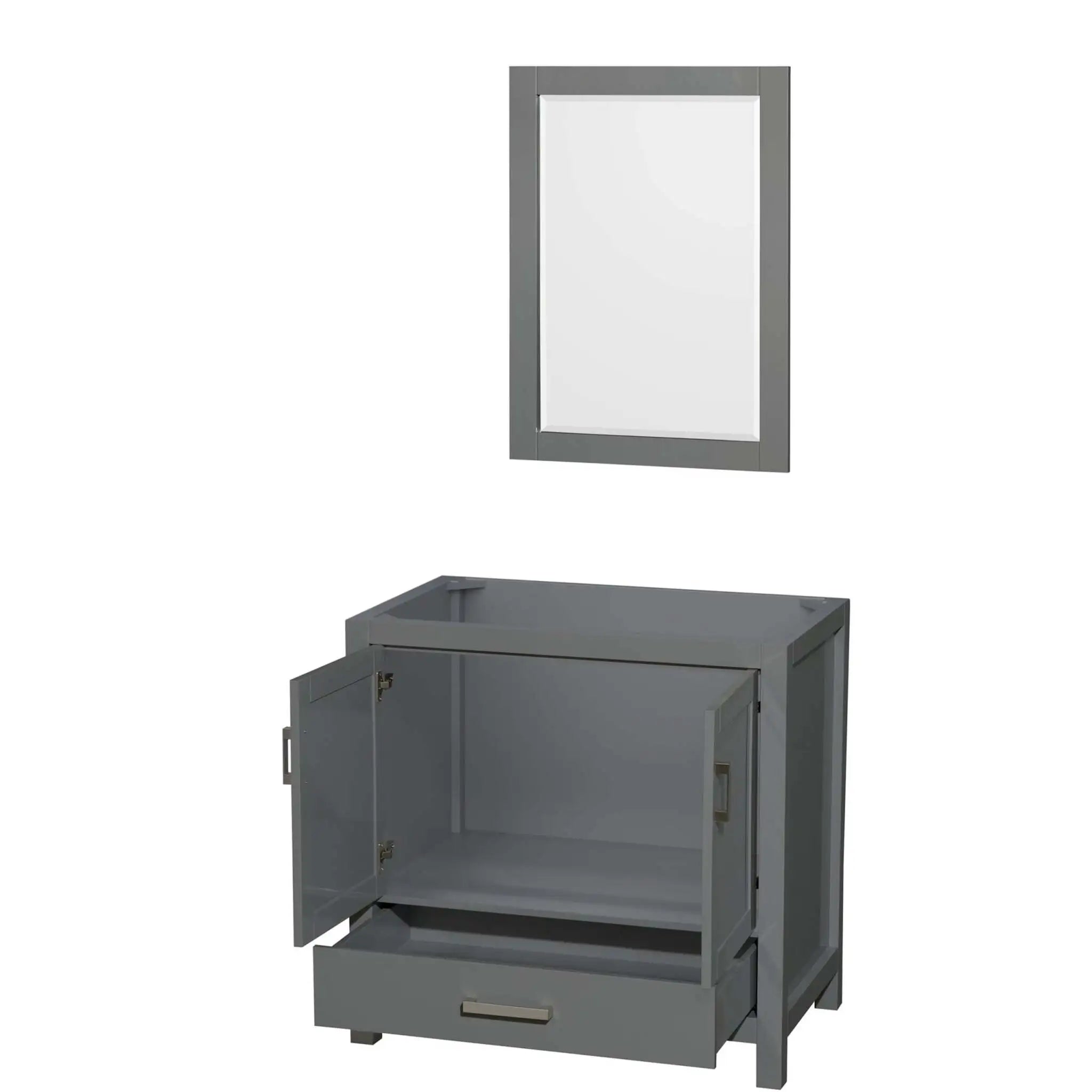 36" Sheffield Single Bathroom Vanity in Dark Gray with Brushed Chrome Trim & 24" Mirror by Wyndham