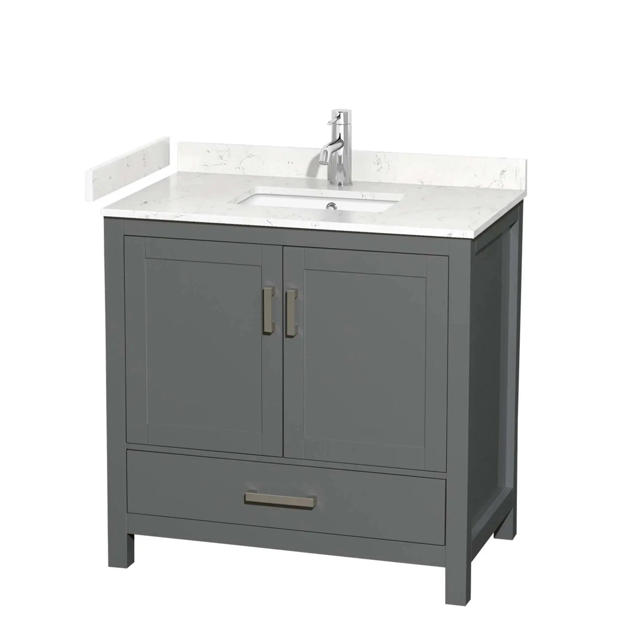 36" Sheffield Single Bathroom Vanity in Dark Gray with Brushed Chrome Trim by Wyndham