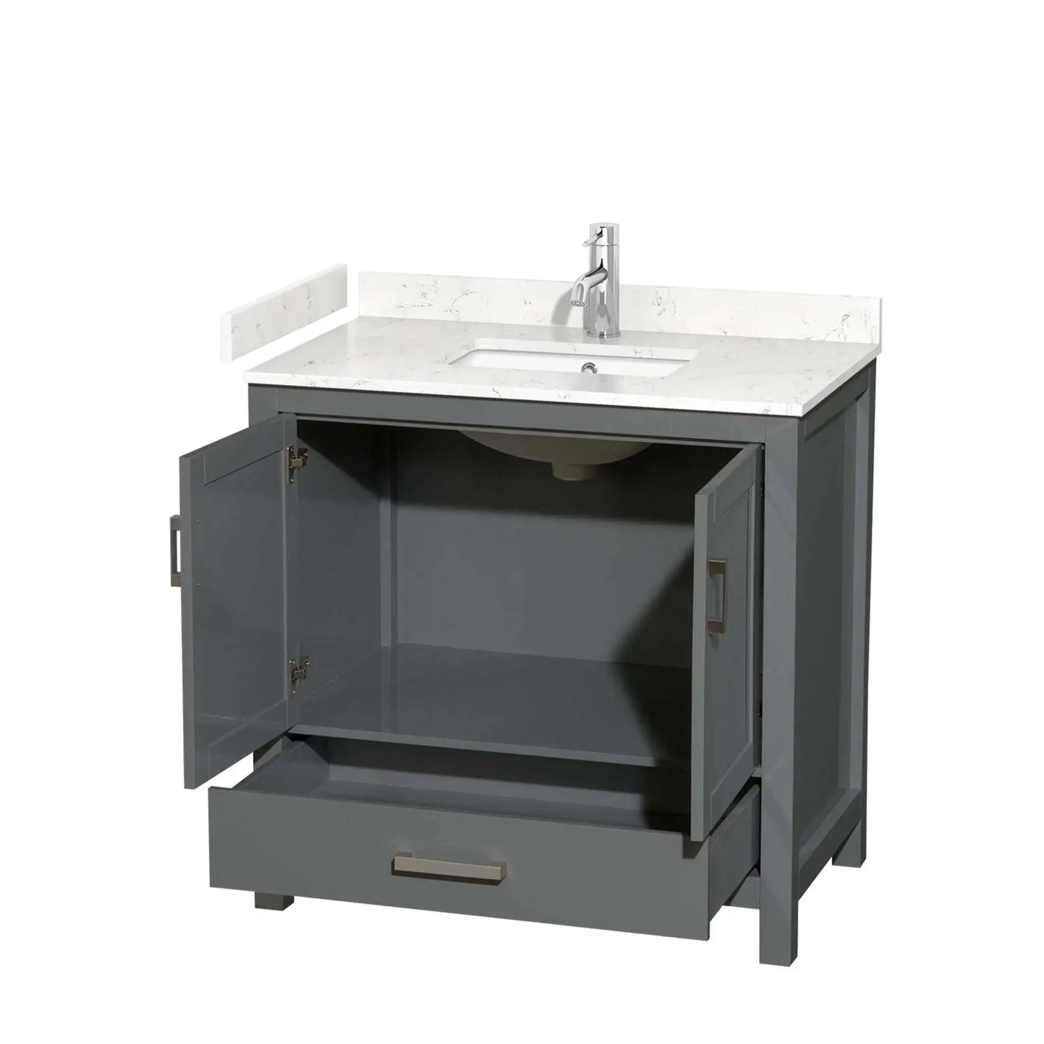 36" Sheffield Single Bathroom Vanity in Dark Gray with Brushed Chrome Trim by Wyndham
