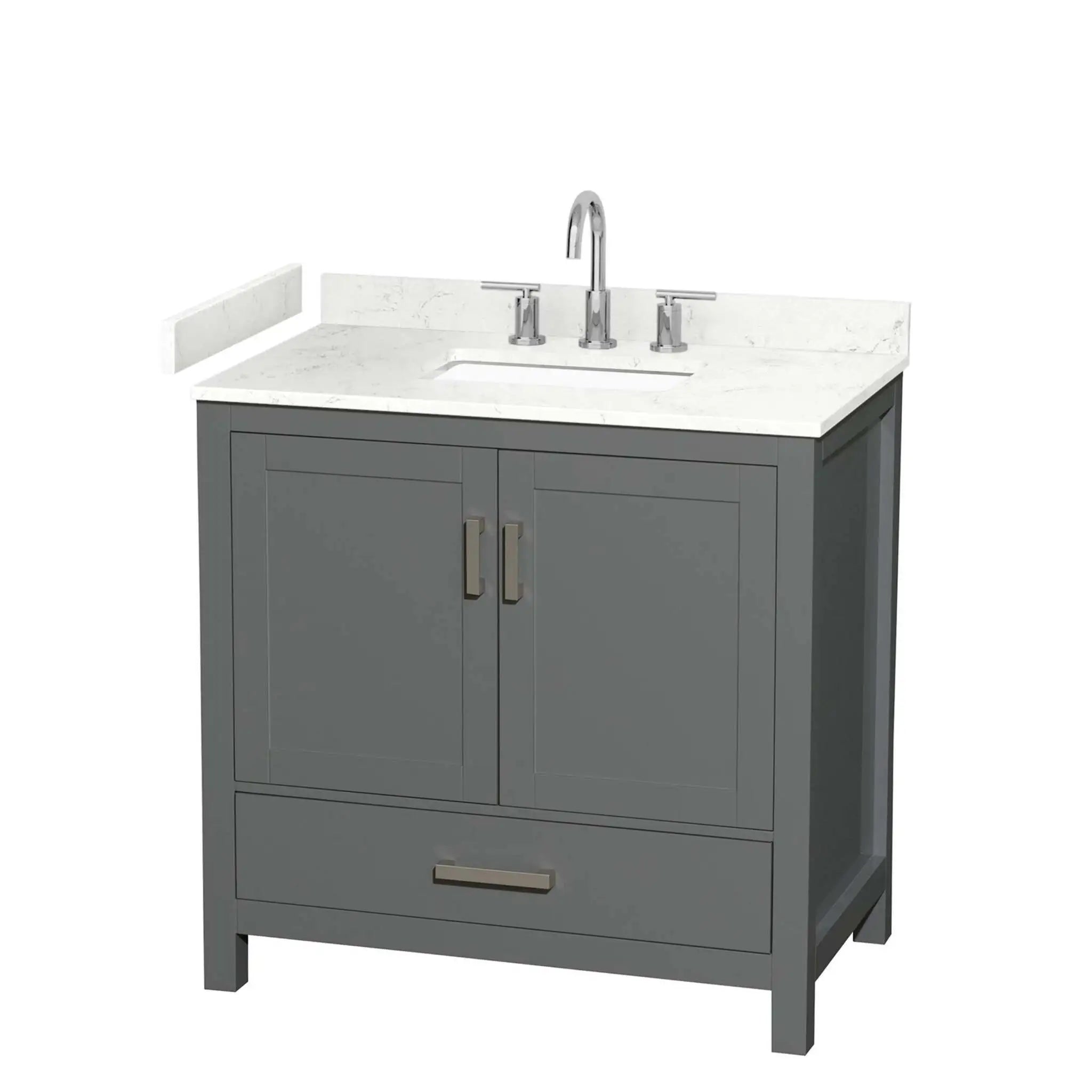 36" Sheffield Single Bathroom Vanity in Dark Gray with Brushed Chrome Trim by Wyndham
