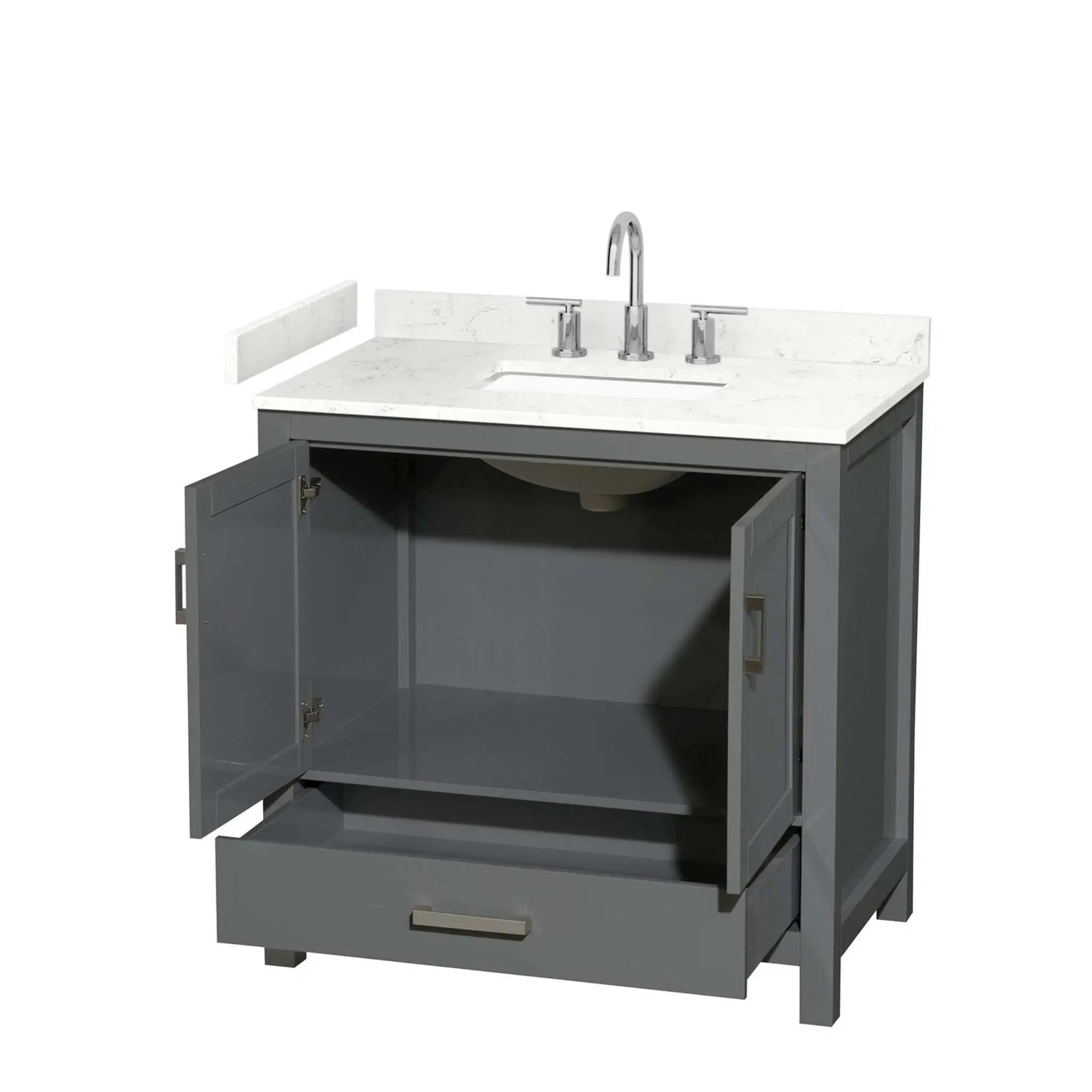 36" Sheffield Single Bathroom Vanity in Dark Gray with Brushed Chrome Trim by Wyndham