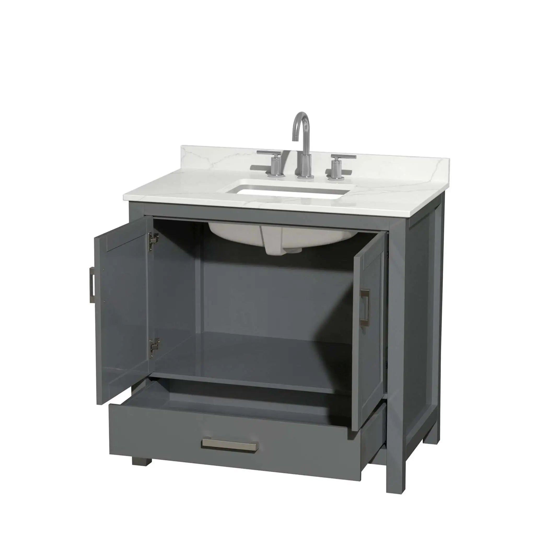 36" Sheffield Single Bathroom Vanity in Dark Gray with Brushed Chrome Trim by Wyndham