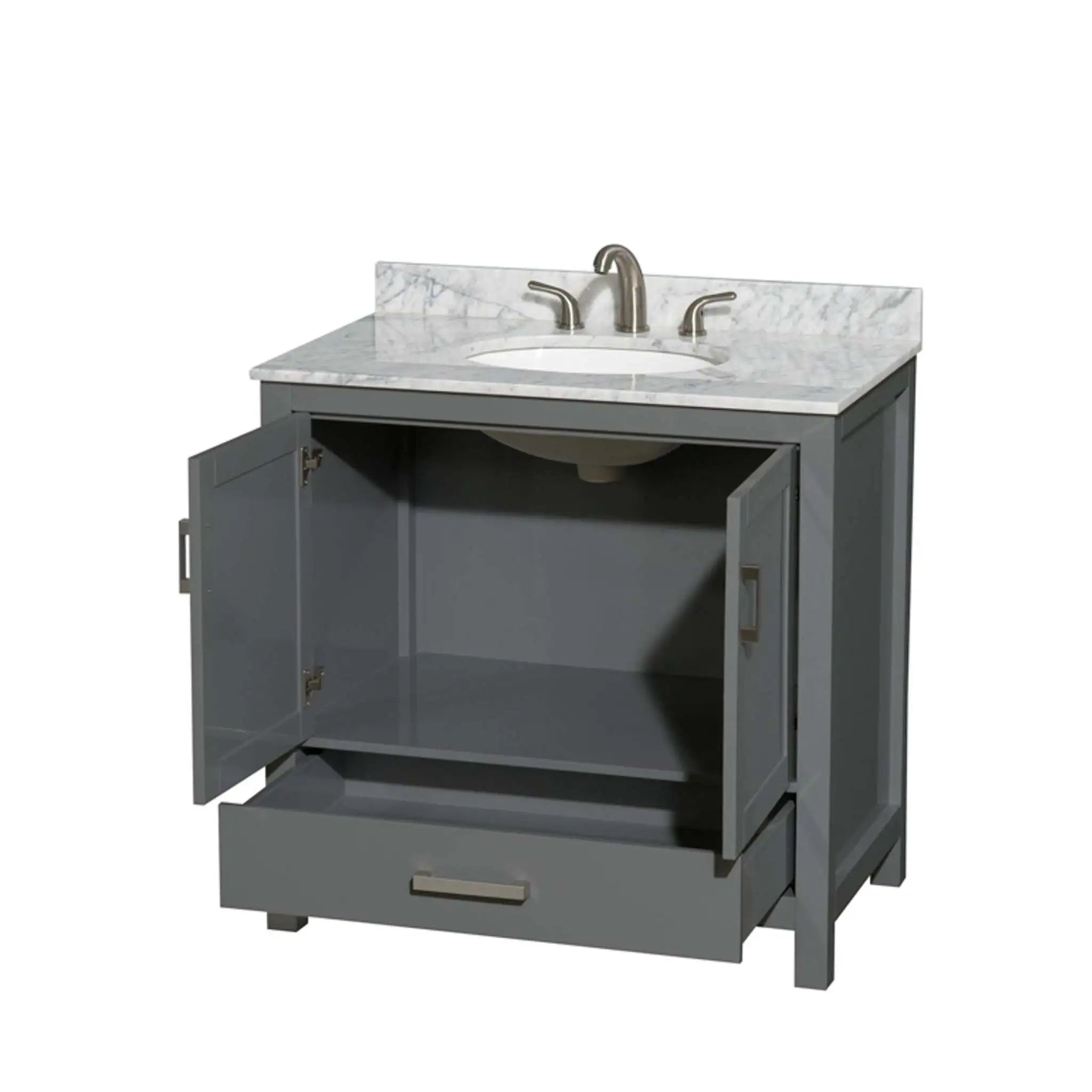 36" Sheffield Single Bathroom Vanity in Dark Gray with Brushed Chrome Trim by Wyndham