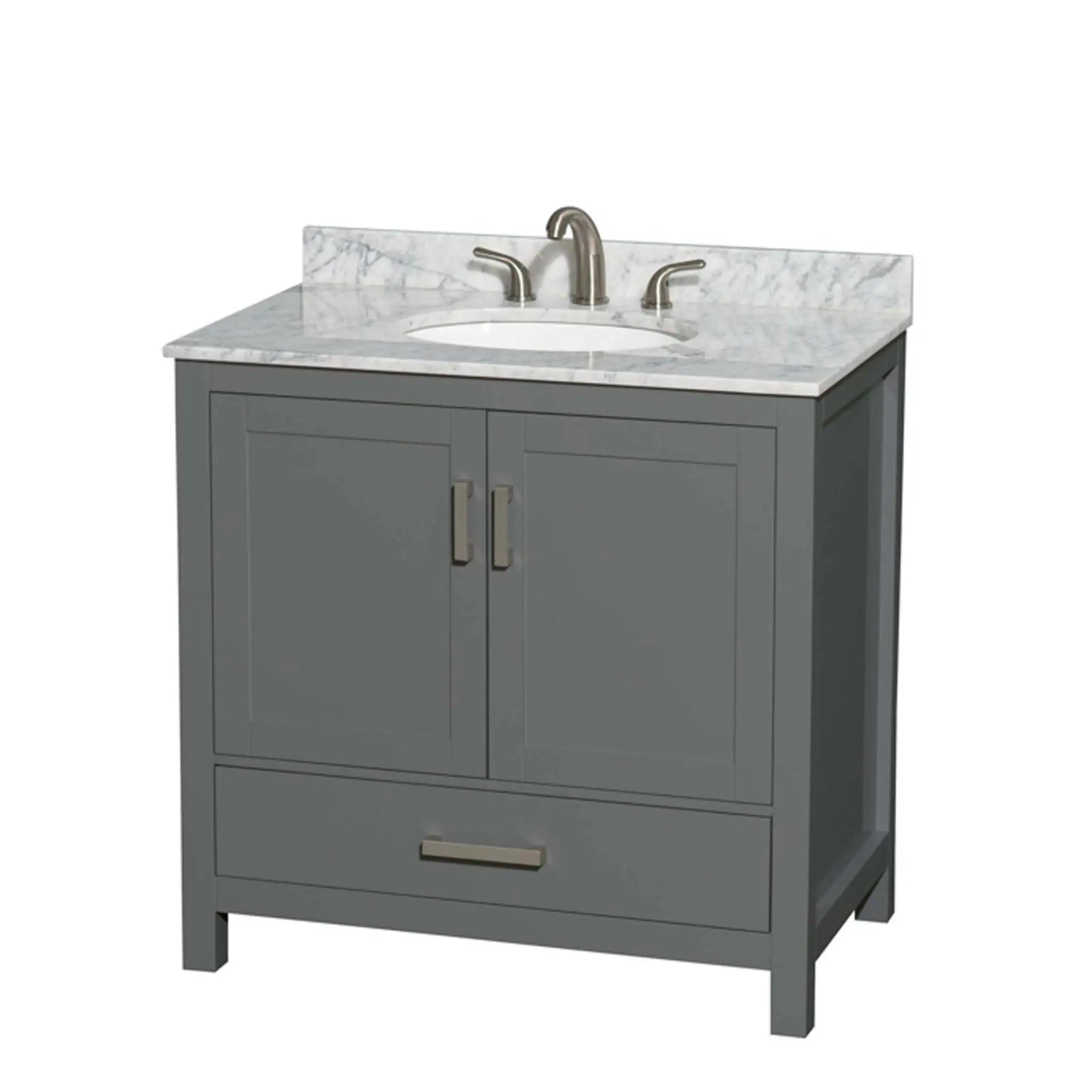 36" Sheffield Single Bathroom Vanity in Dark Gray with Brushed Chrome Trim by Wyndham