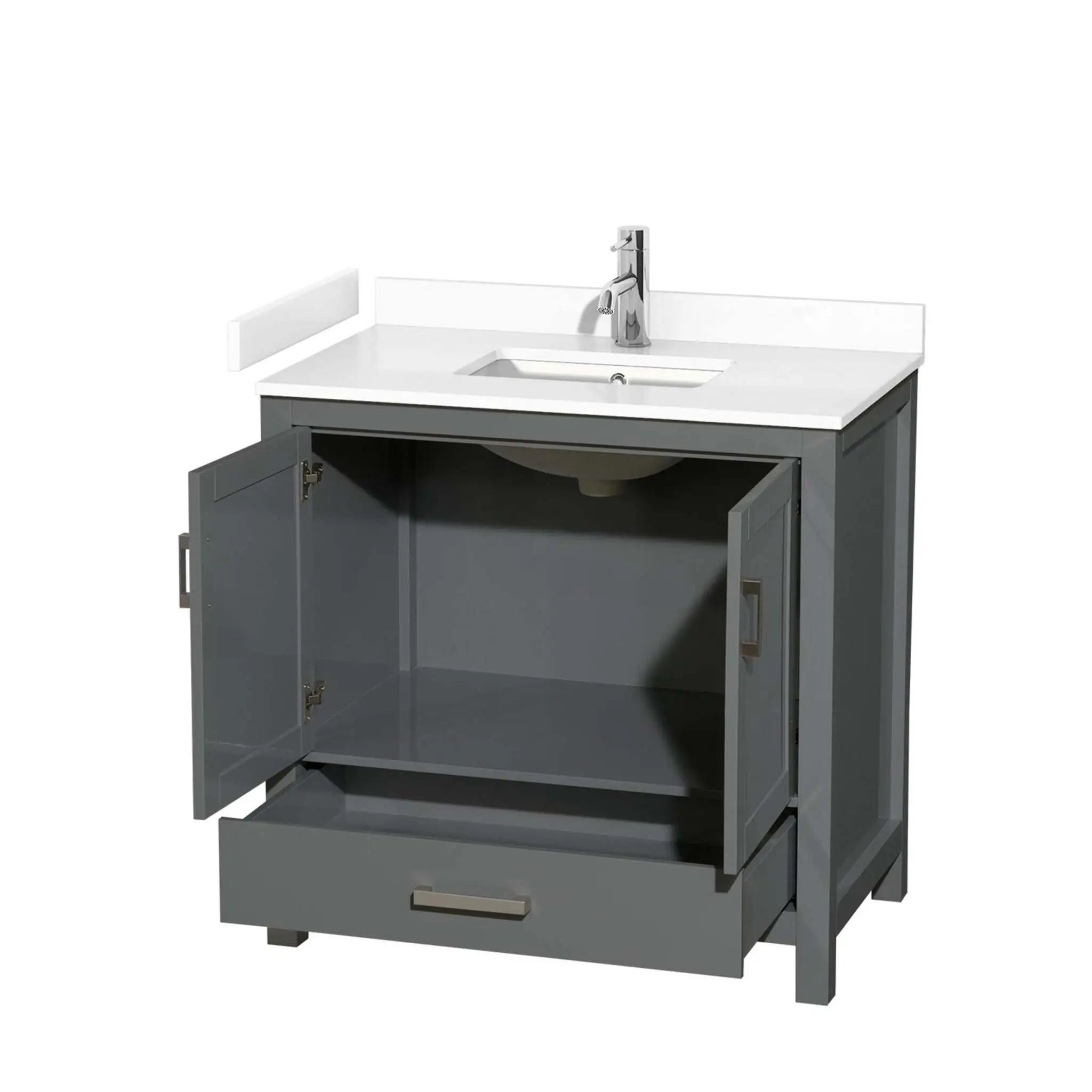 36" Sheffield Single Bathroom Vanity in Dark Gray with Brushed Chrome Trim by Wyndham