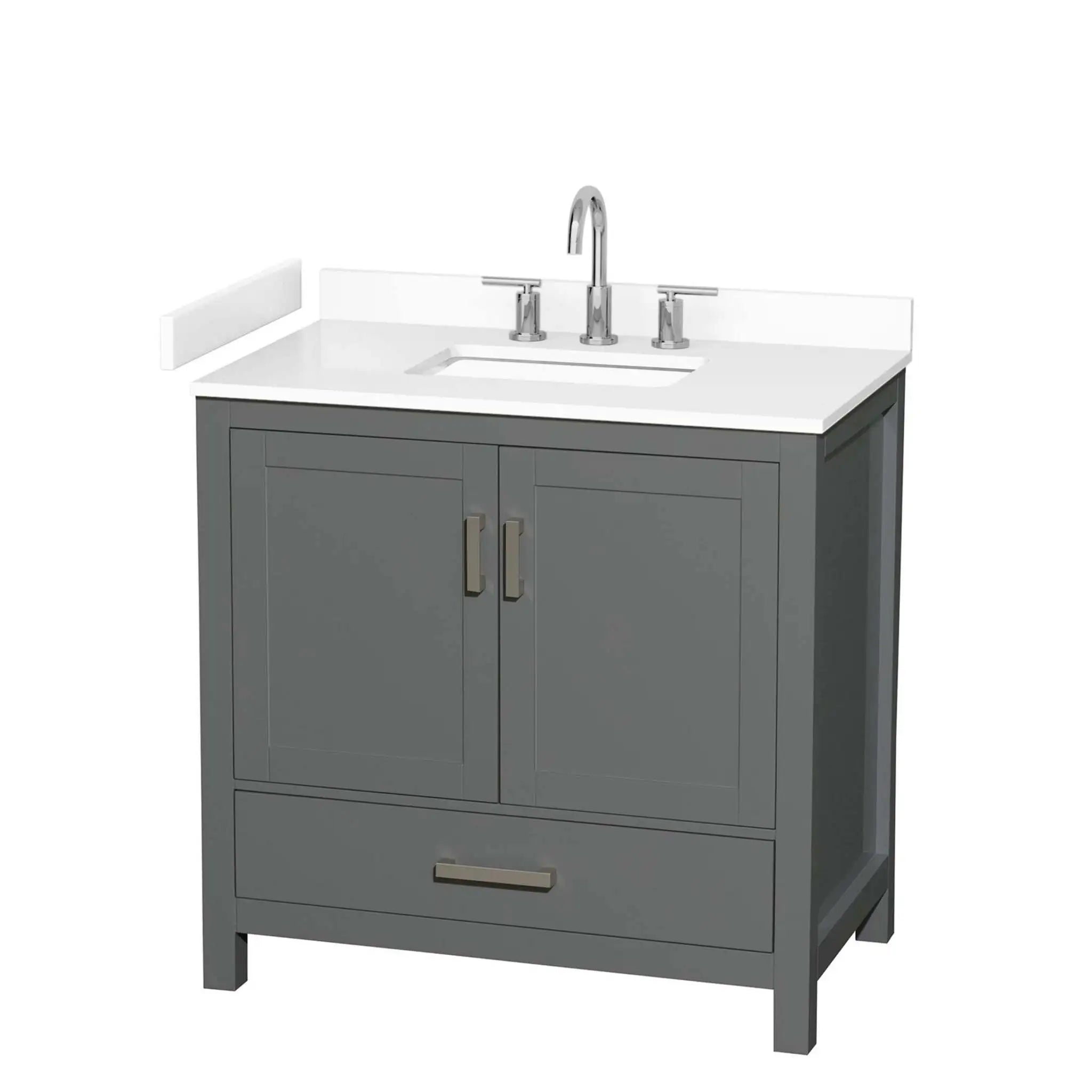 36" Sheffield Single Bathroom Vanity in Dark Gray with Brushed Chrome Trim by Wyndham