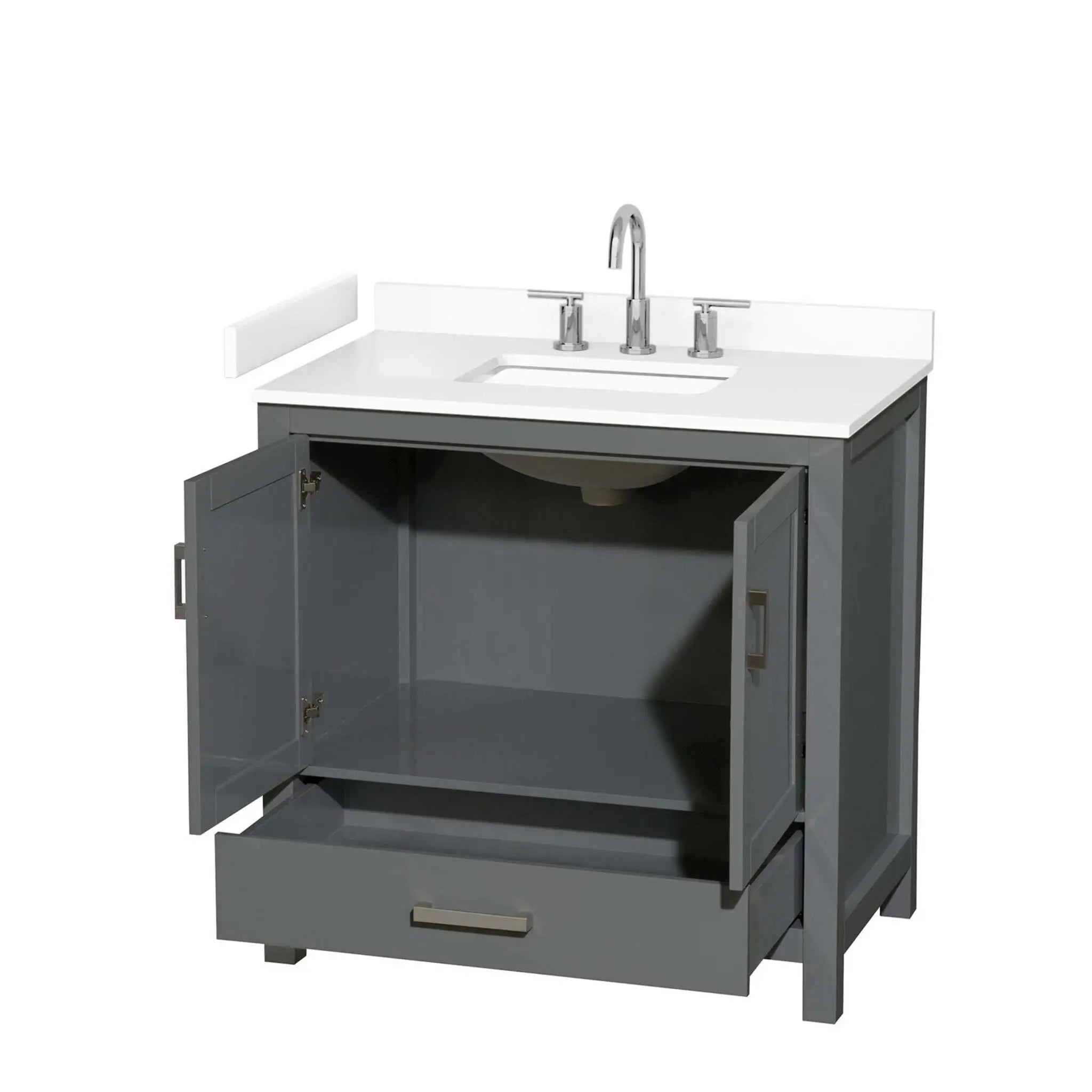 36" Sheffield Single Bathroom Vanity in Dark Gray with Brushed Chrome Trim by Wyndham