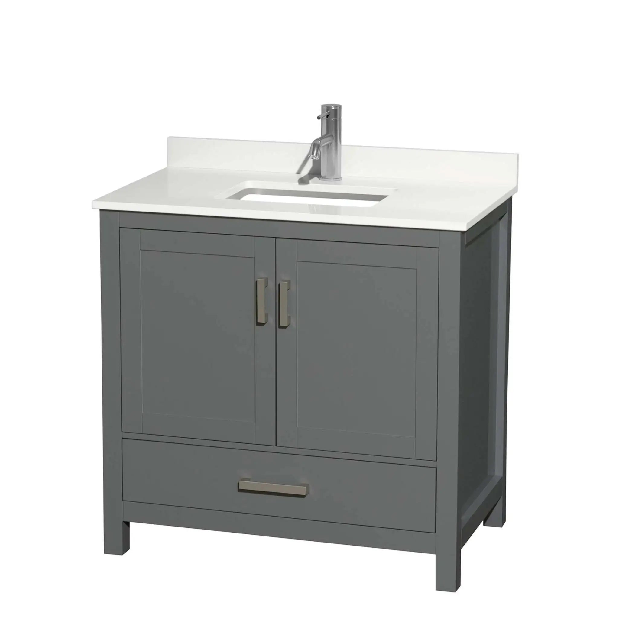 36" Sheffield Single Bathroom Vanity in Dark Gray with Brushed Chrome Trim by Wyndham