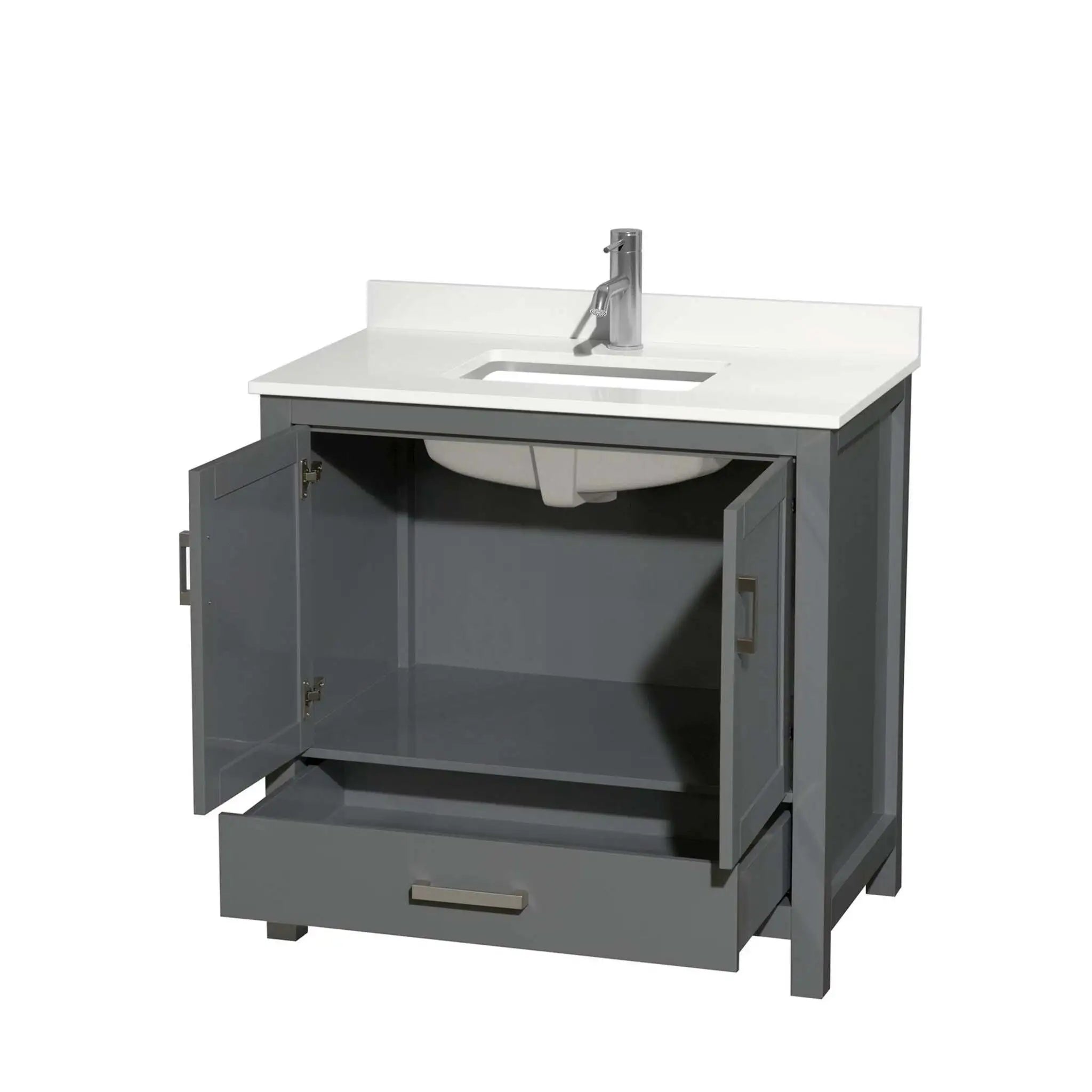 36" Sheffield Single Bathroom Vanity in Dark Gray with Brushed Chrome Trim by Wyndham