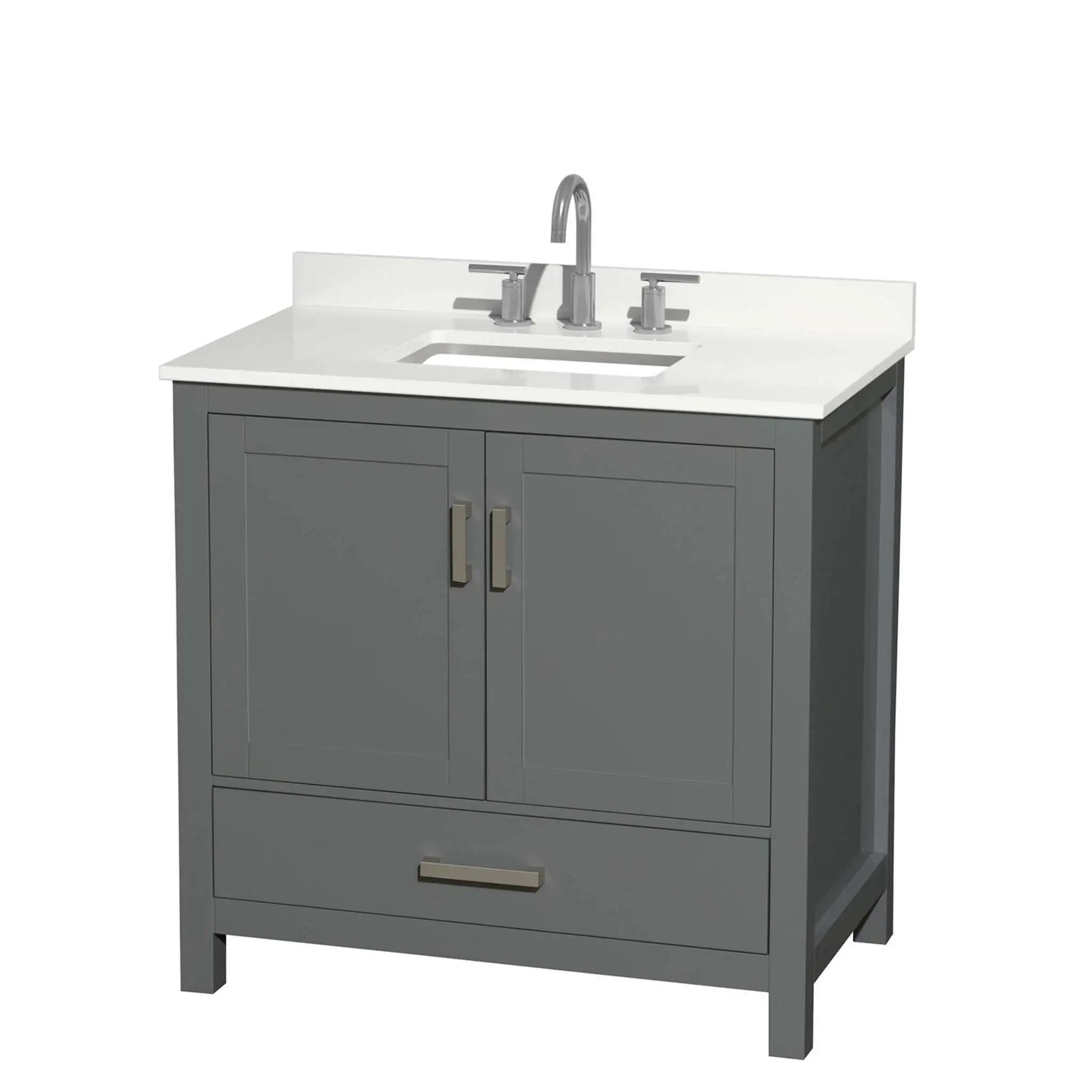 36" Sheffield Single Bathroom Vanity in Dark Gray with Brushed Chrome Trim by Wyndham