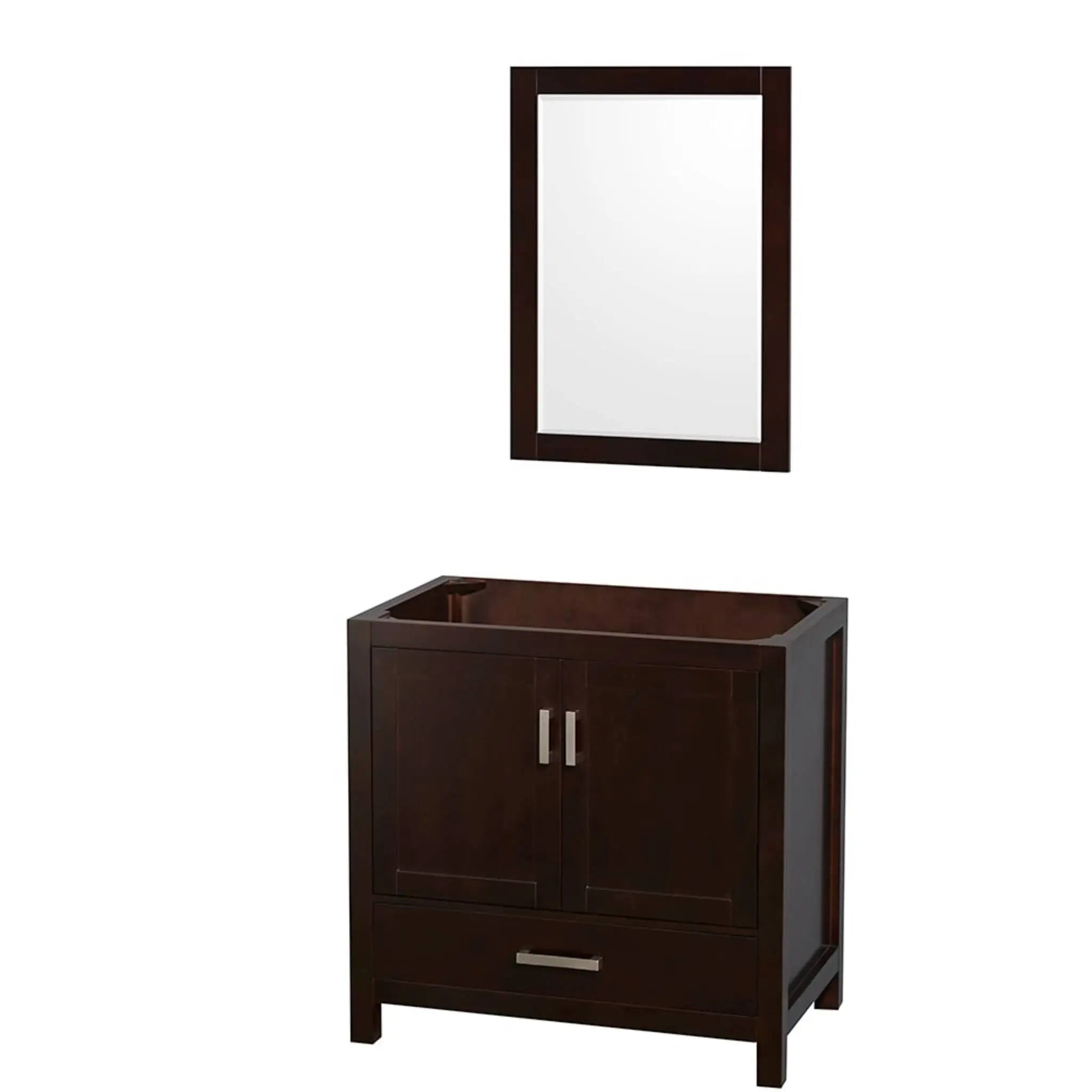 36" Sheffield Single Bathroom Vanity in Espresso with Brushed Chrome Trim & 24" Mirror by Wyndham