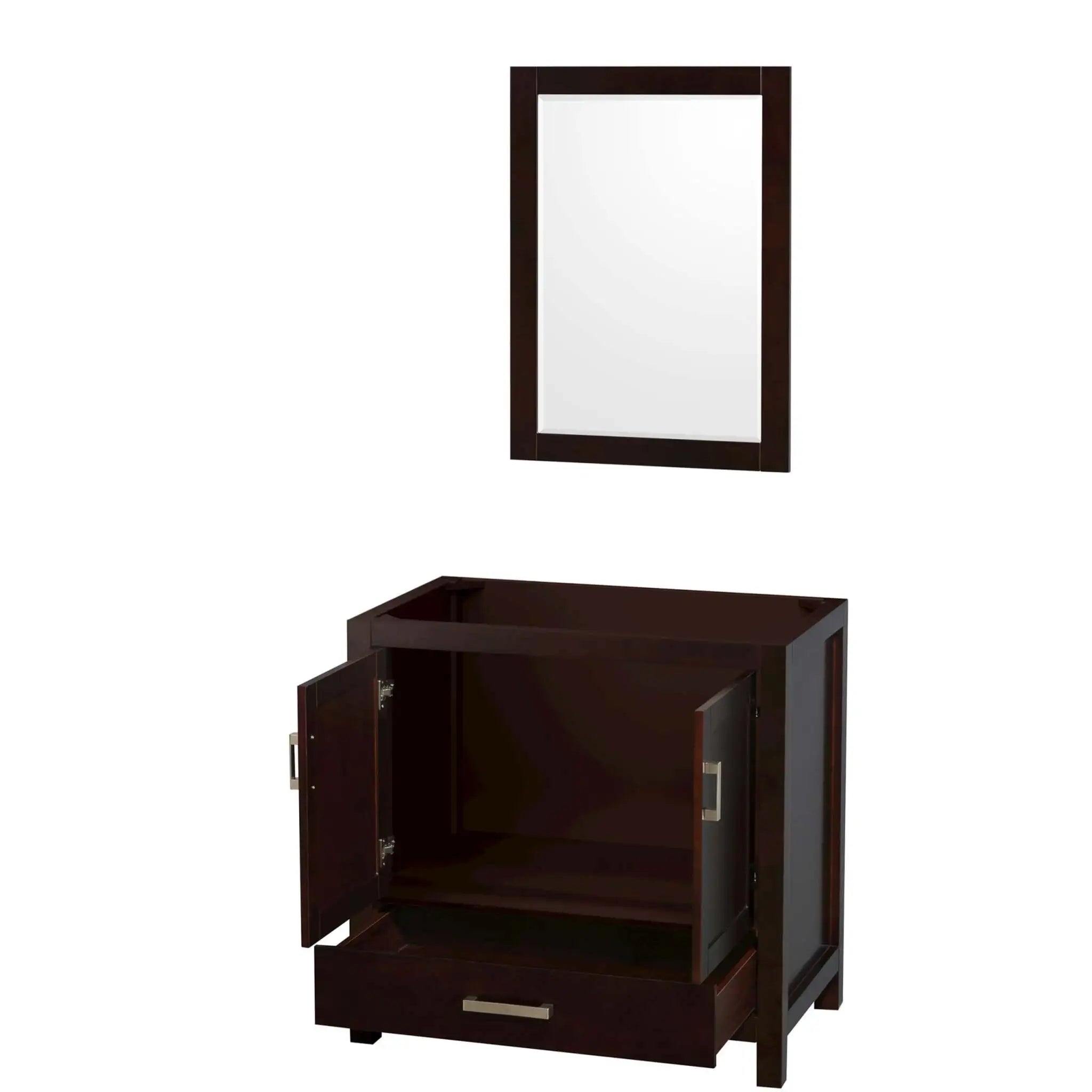 36" Sheffield Single Bathroom Vanity in Espresso with Brushed Chrome Trim & 24" Mirror by Wyndham