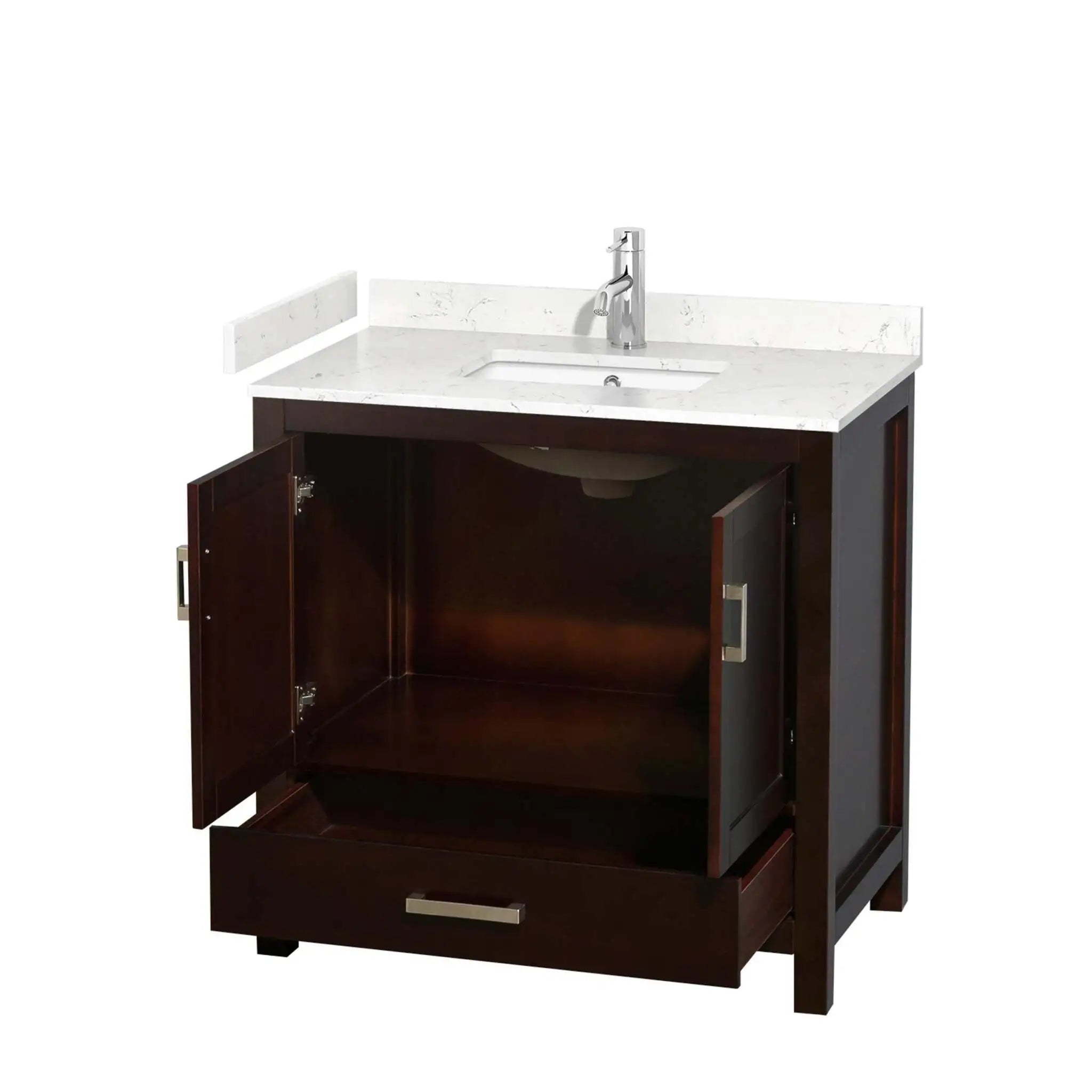 36" Sheffield Single Bathroom Vanity in Espresso with Brushed Chrome Trim by Wyndham