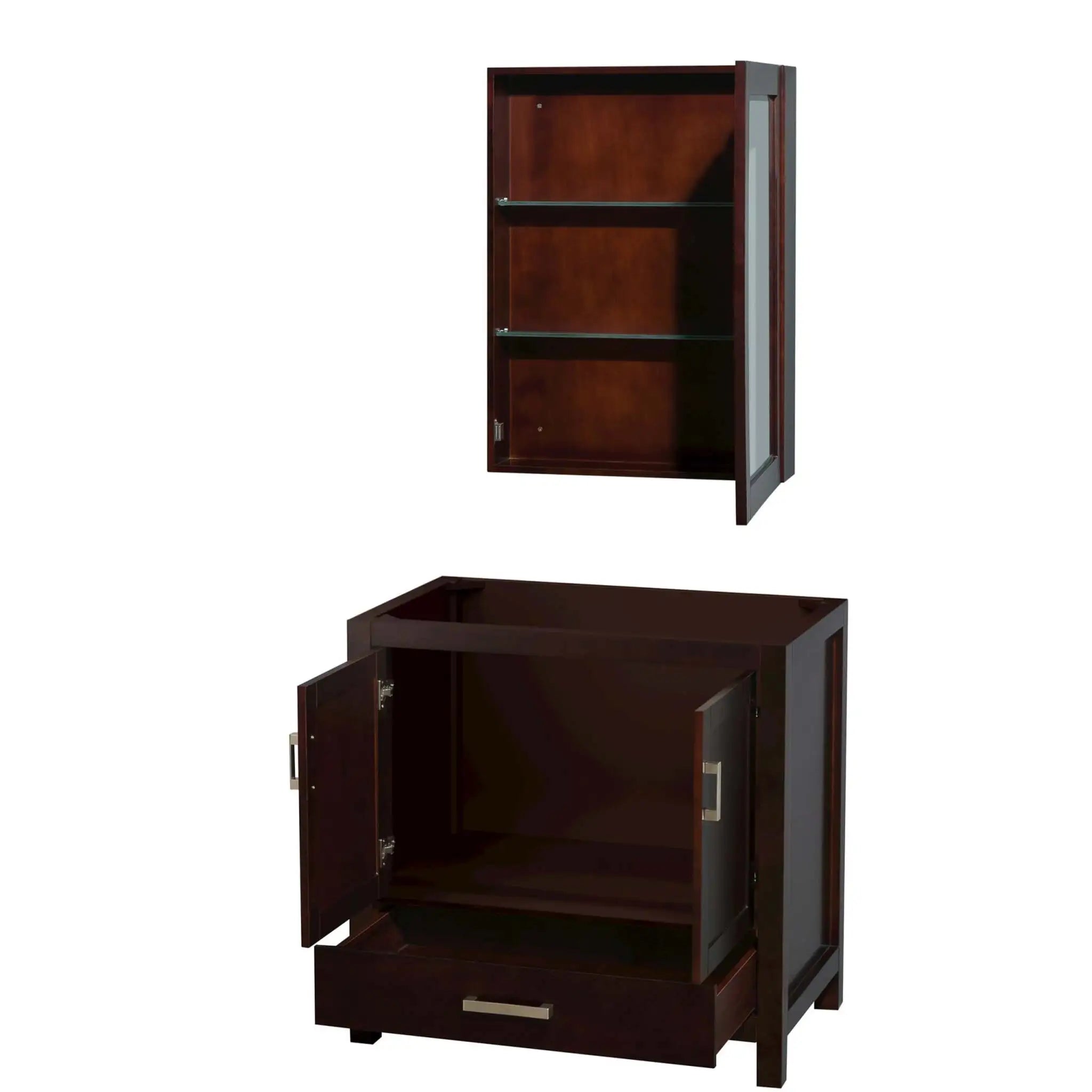 36" Sheffield Single Bathroom Vanity in Espresso with Brushed Chrome Trim & Medicine Cabinet by Wyndham