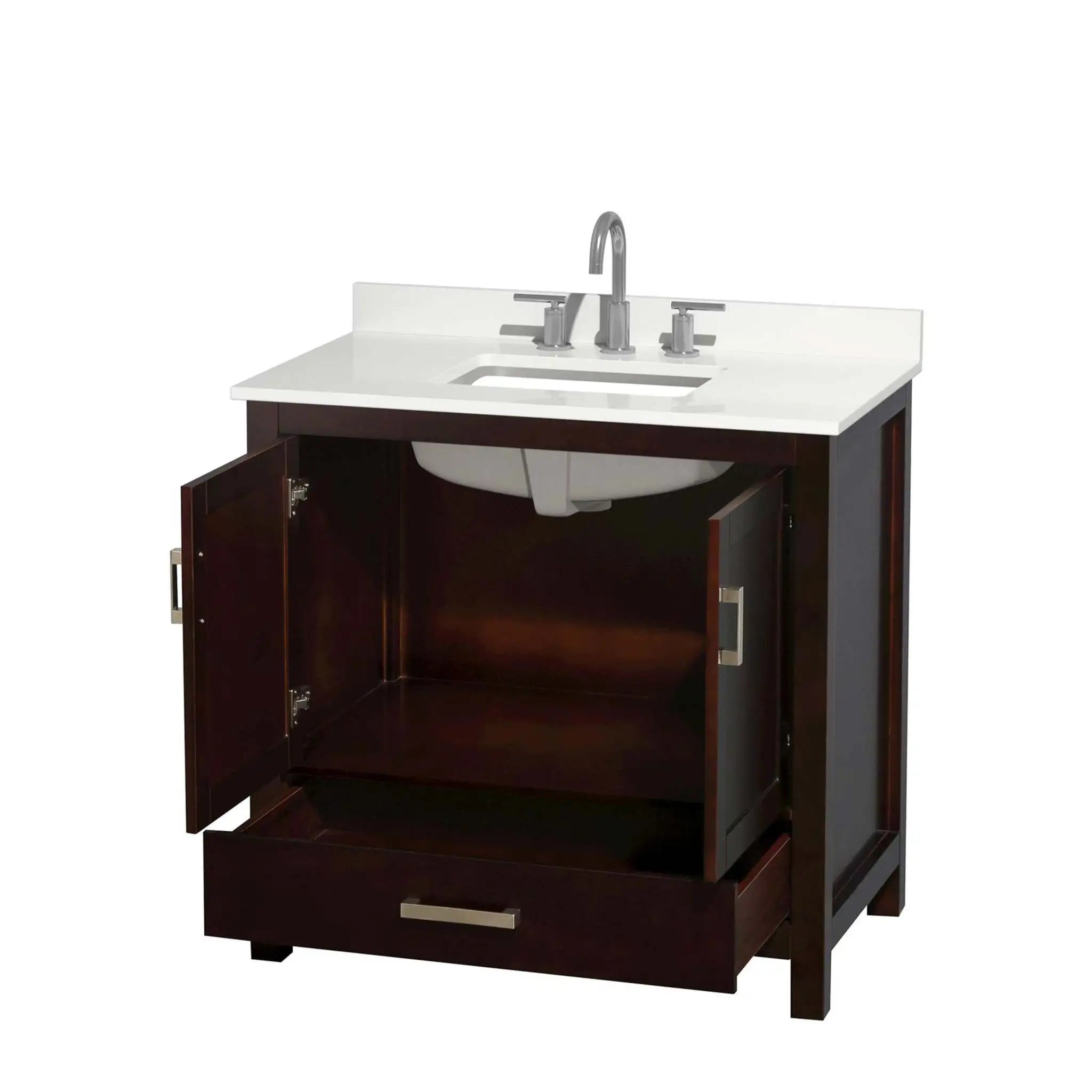 36" Sheffield Single Bathroom Vanity in Espresso with Brushed Chrome Trim by Wyndham