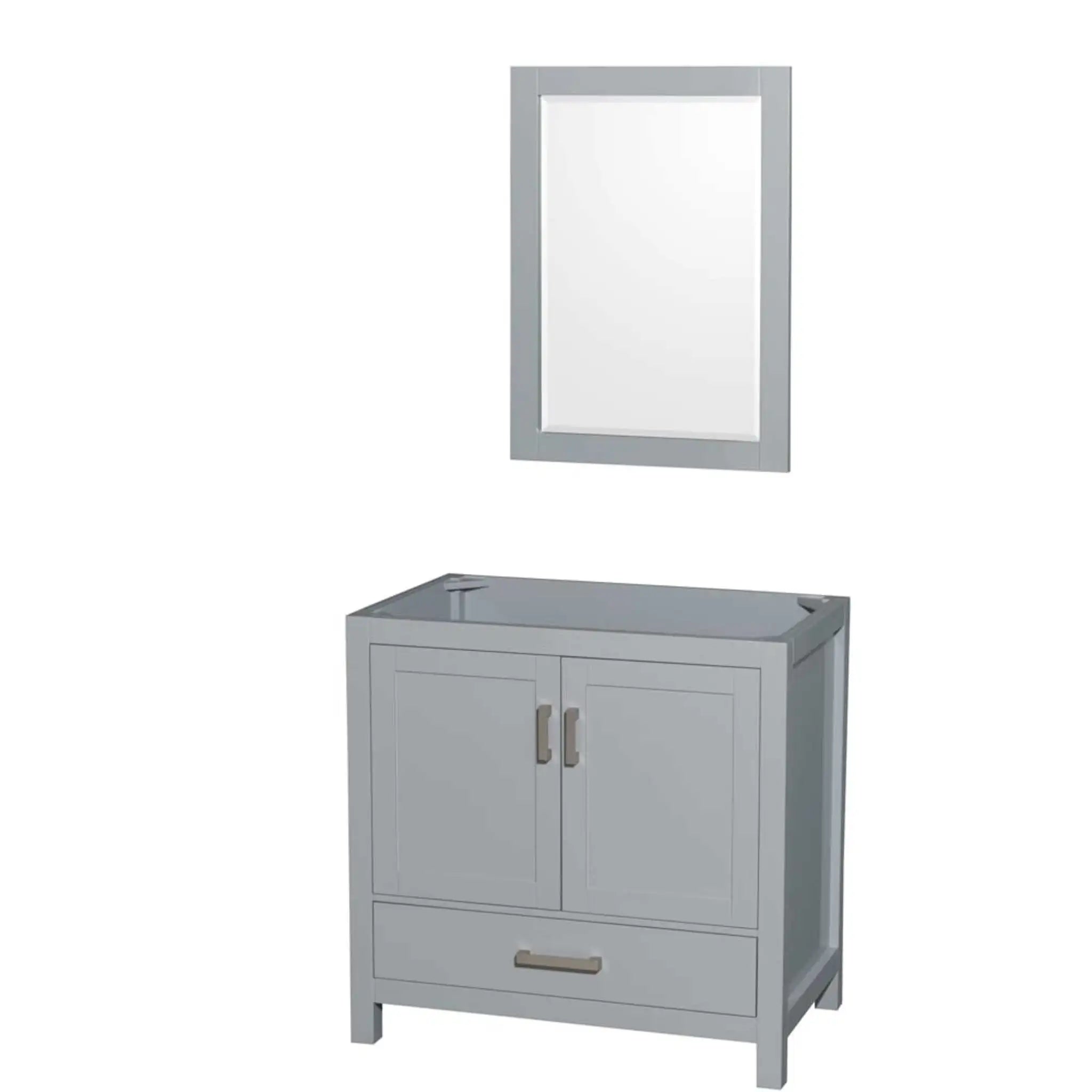 36" Sheffield Single Bathroom Vanity in Gray with Brushed Chrome Trim & 24" Mirror by Wyndham