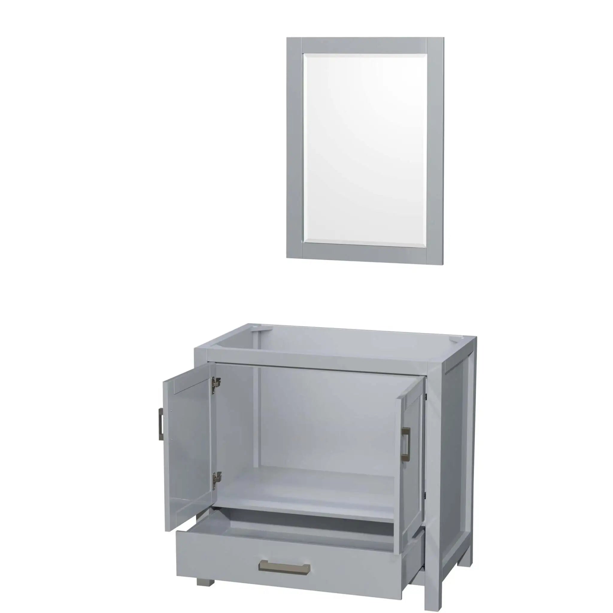 36" Sheffield Single Bathroom Vanity in Gray with Brushed Chrome Trim & 24" Mirror by Wyndham