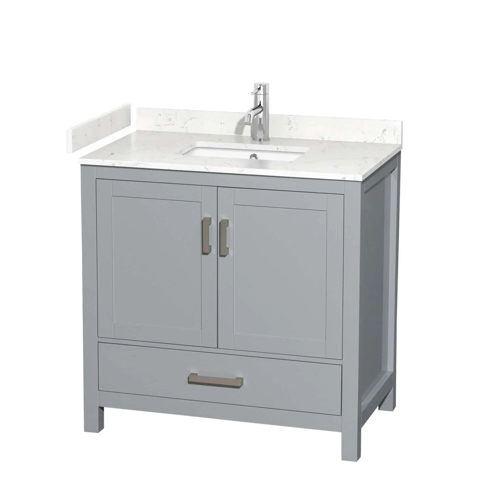 36" Sheffield Single Bathroom Vanity in Gray with Brushed Chrome Trim by Wyndham