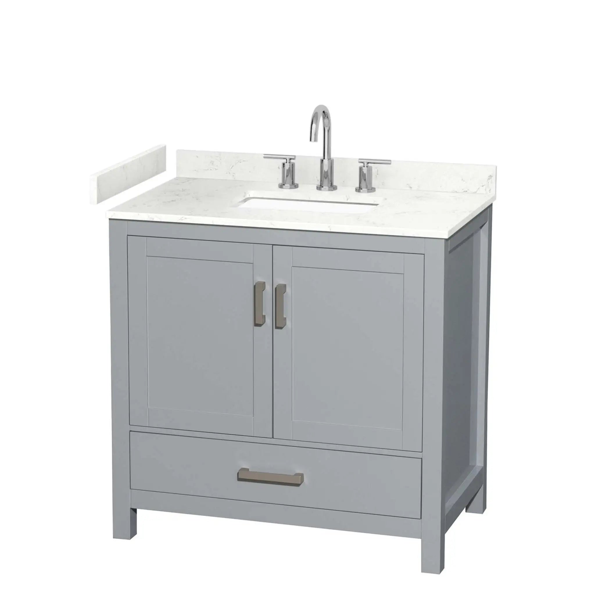 36" Sheffield Single Bathroom Vanity in Gray with Brushed Chrome Trim by Wyndham