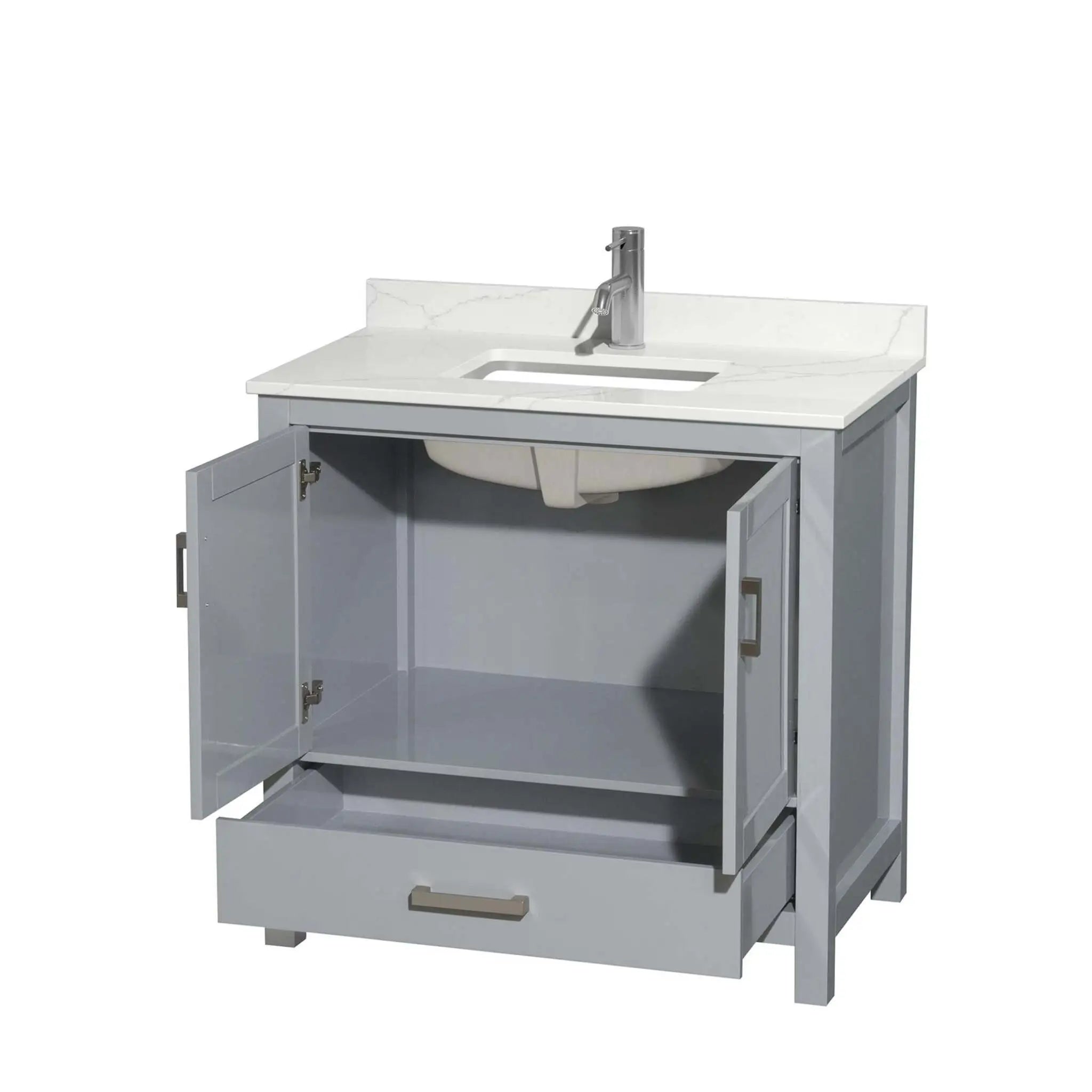 36" Sheffield Single Bathroom Vanity in Gray with Brushed Chrome Trim by Wyndham